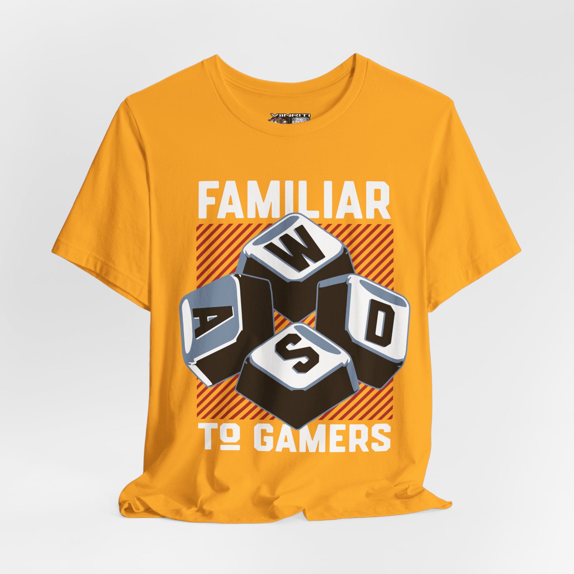 ""Gamer WASD Keys T‑Shirt — "Familiar to Gamers" Retro Keycap Tee