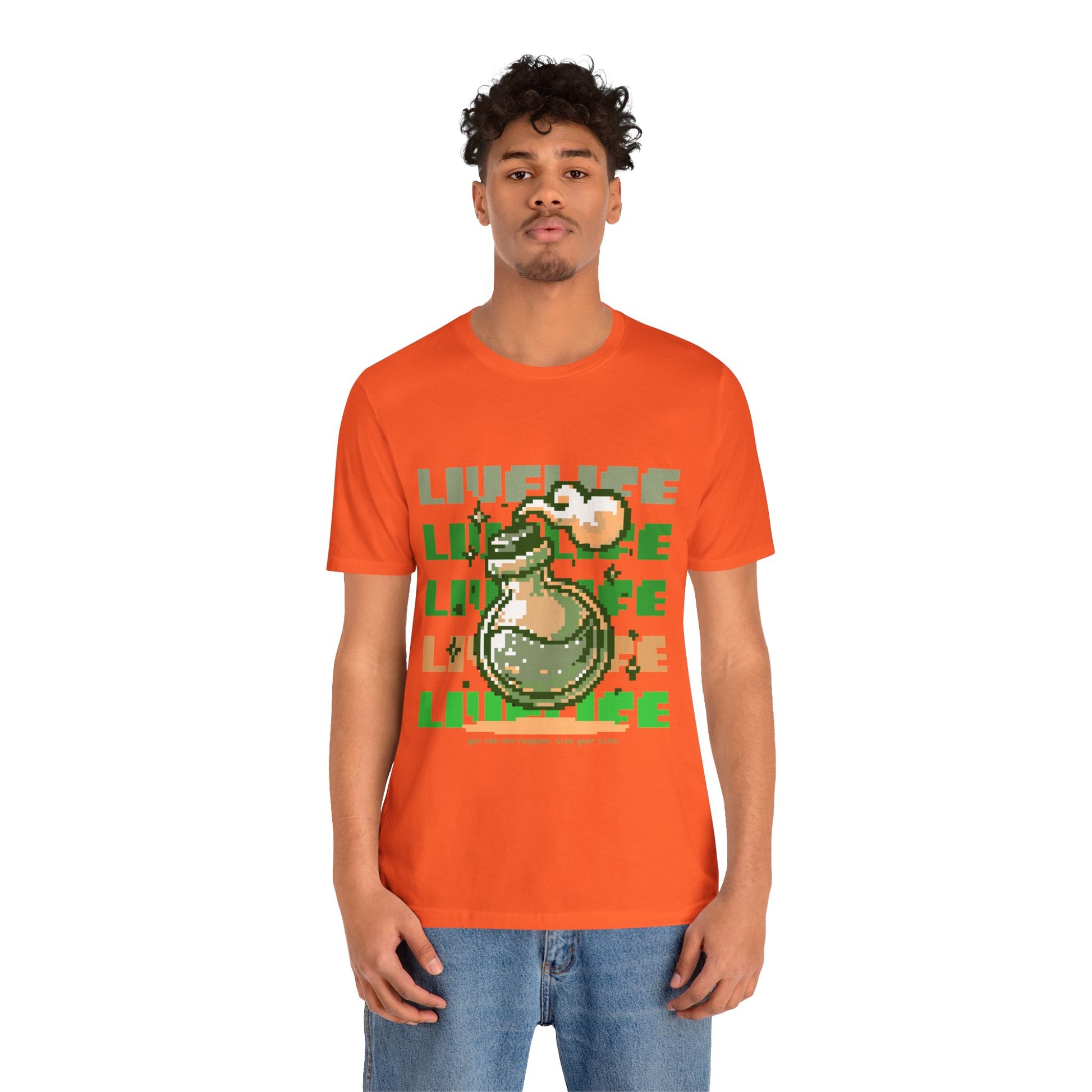 Live Life Pixel Frog Graphic Tee — Retro Gaming Nature T-Shirt
