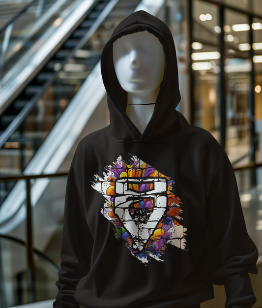 Vijiriti 8 logo Graphic Unisex Hooded Sweatshirt, Casual Wear, Street Style, Gift for Friends, Spring Fashion, Art-Inspired Clothing