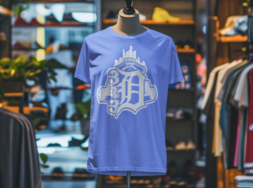 Detroit D Monochrome Tee — City Skyline & Motor Graphic T-Shirt