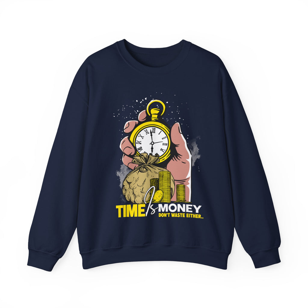 Time Is Money Crewneck Sweatshirt — Vintage Pocket Watch Graphic