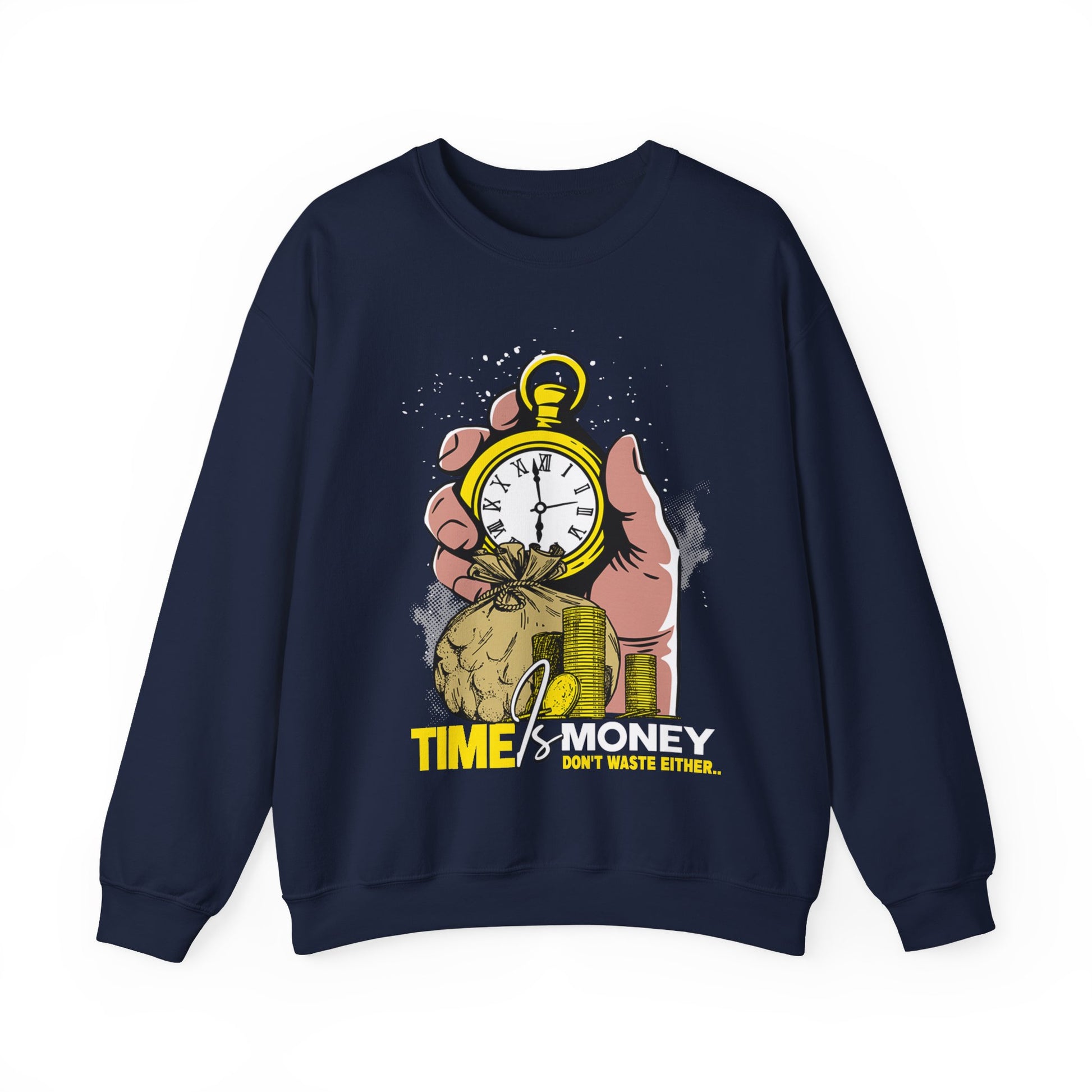 Time Is Money Crewneck Sweatshirt — Vintage Pocket Watch Graphic
