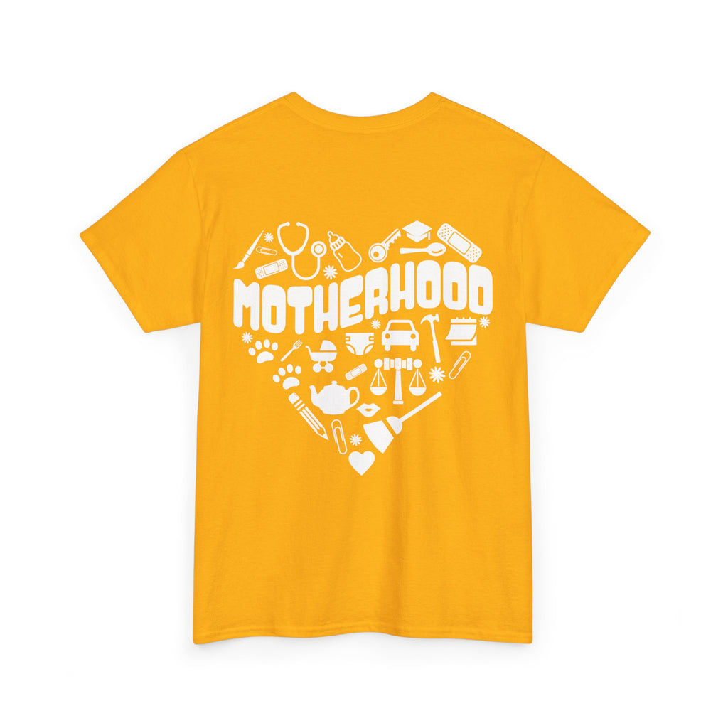 Motherhood Heart Tee — Mom Life Graphic T-Shirt