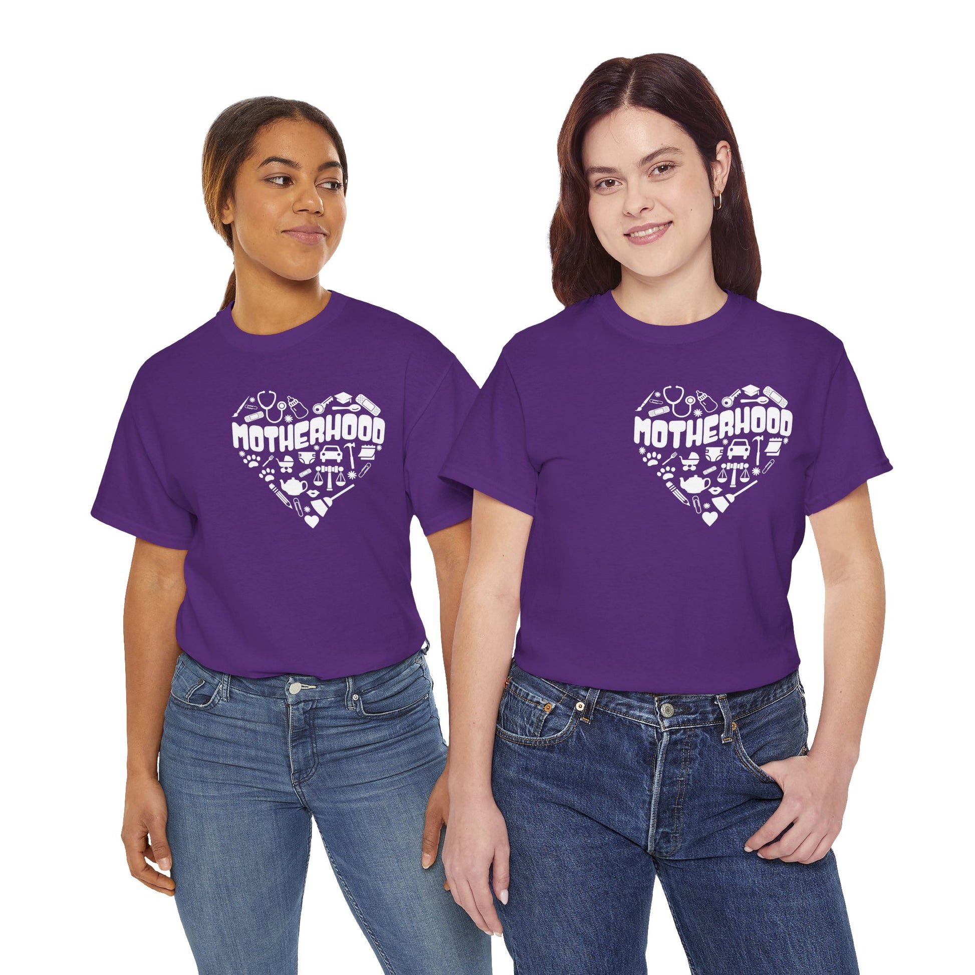 Motherhood Heart Tee — Mom Life Graphic T-Shirt