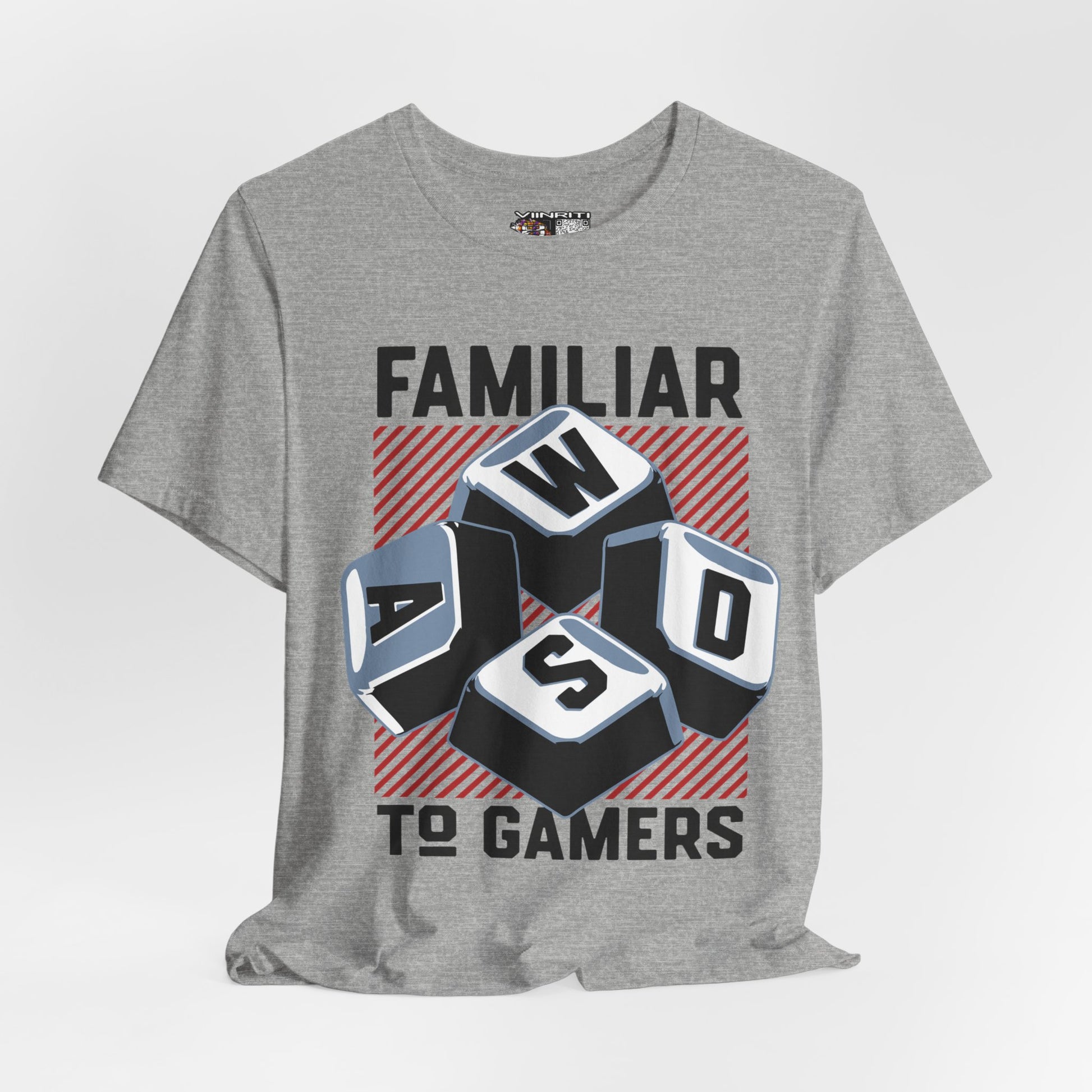 ""Gamer WASD Keys T‑Shirt — "Familiar to Gamers" Retro Keycap Tee