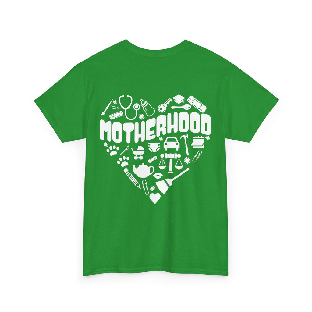 Motherhood Heart Tee — Mom Life Graphic T-Shirt