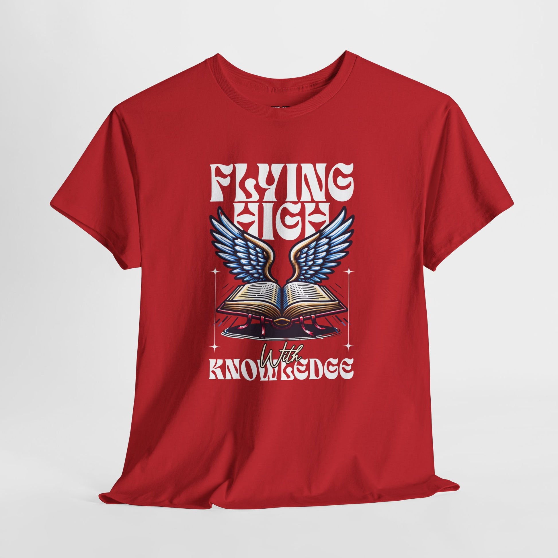 ""Flying High Knowledge T-Shirt — Vintage Winged Book Graphic Tee