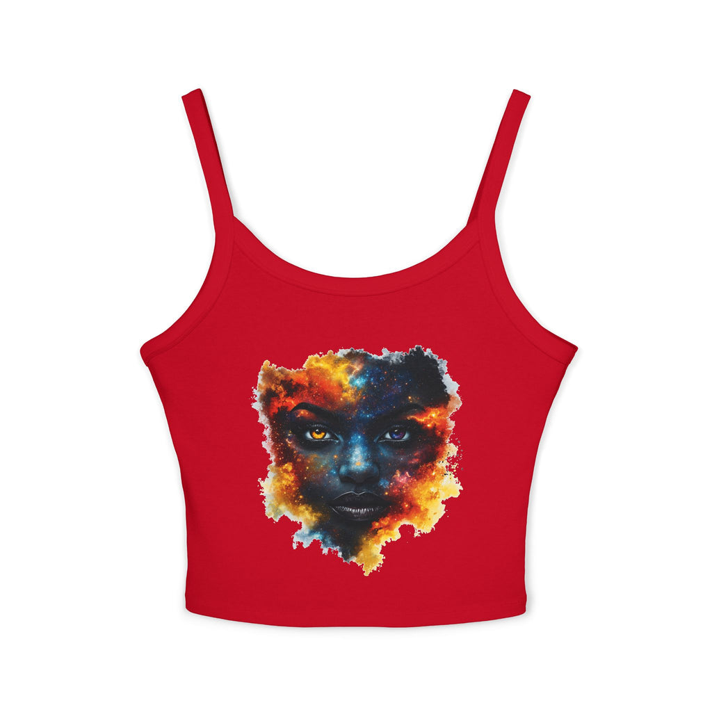 Cosmic Girl  Crop Tank Top — Abstract Galaxy Face Art