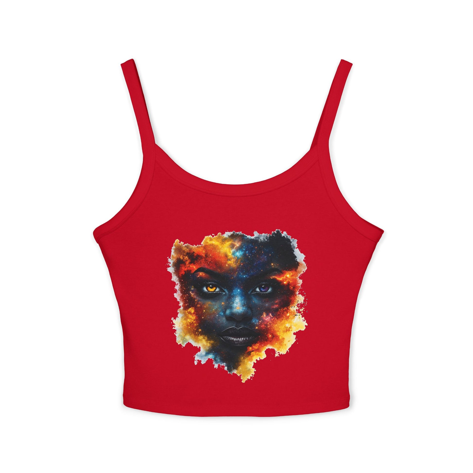 Cosmic Girl  Crop Tank Top — Abstract Galaxy Face Art