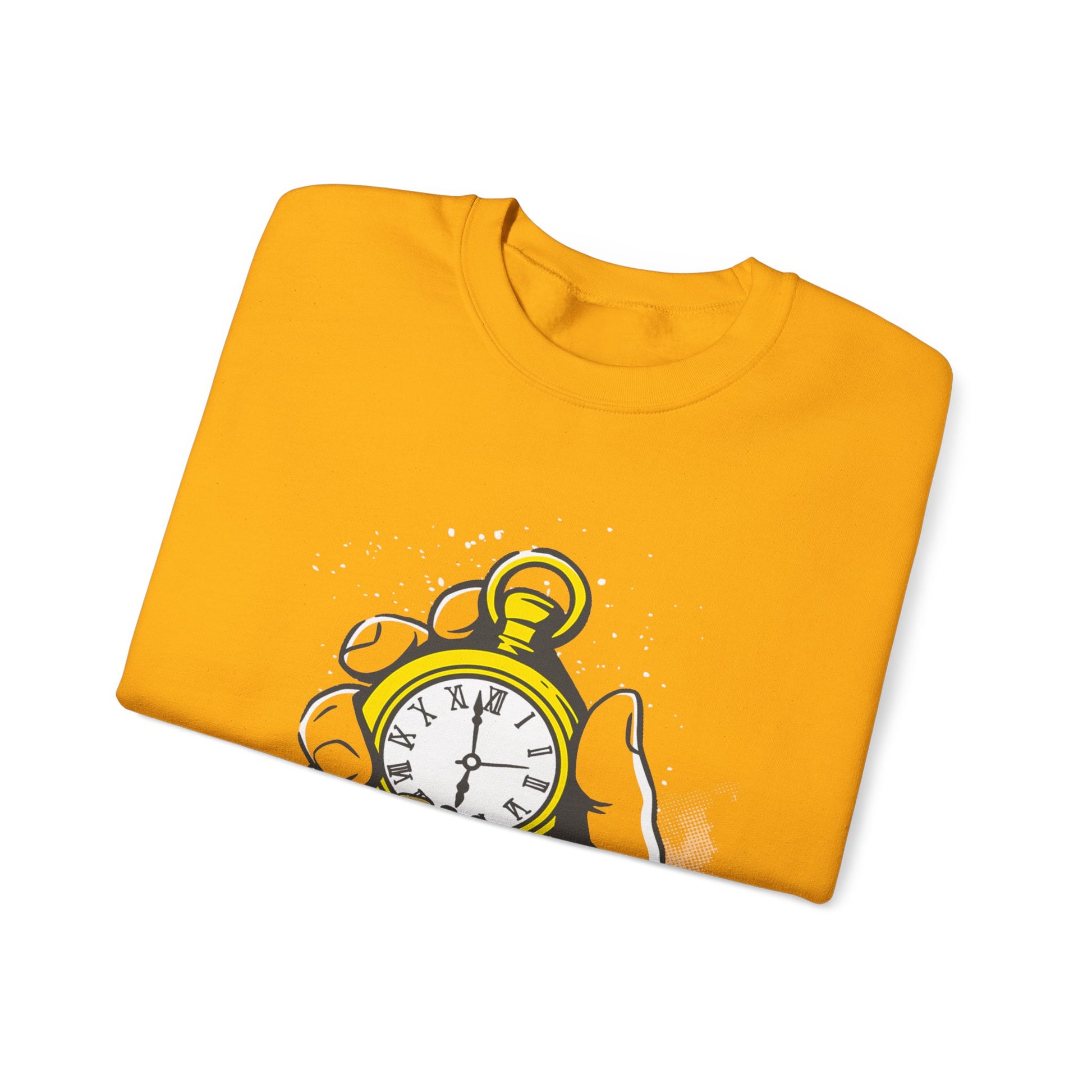"Time Is Money" Graphic Pocket Watch & Coins Crewneck Sweatshirt -