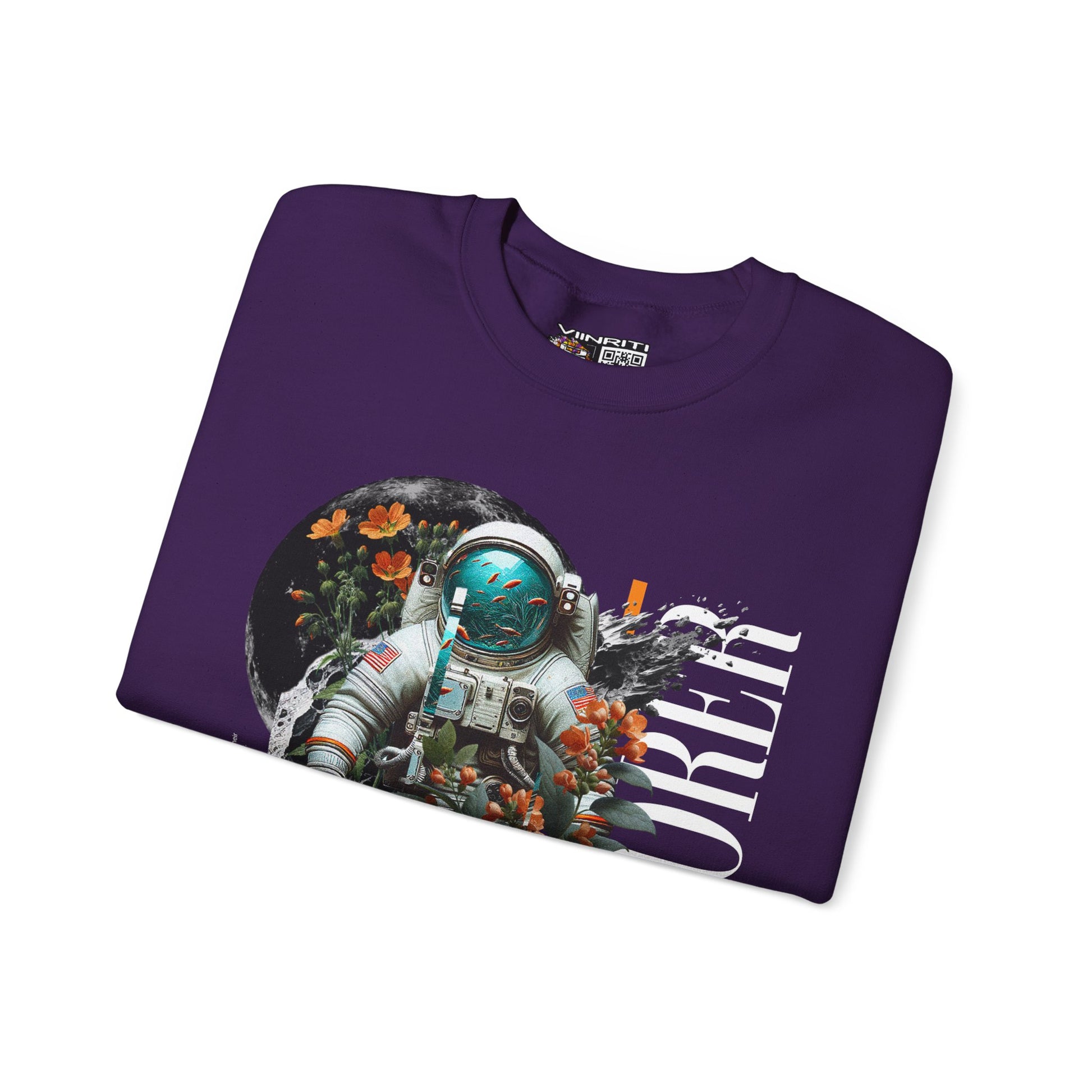 Astronaut Floral Crewneck Sweatshirt — Space Explorer Graphic Pullover