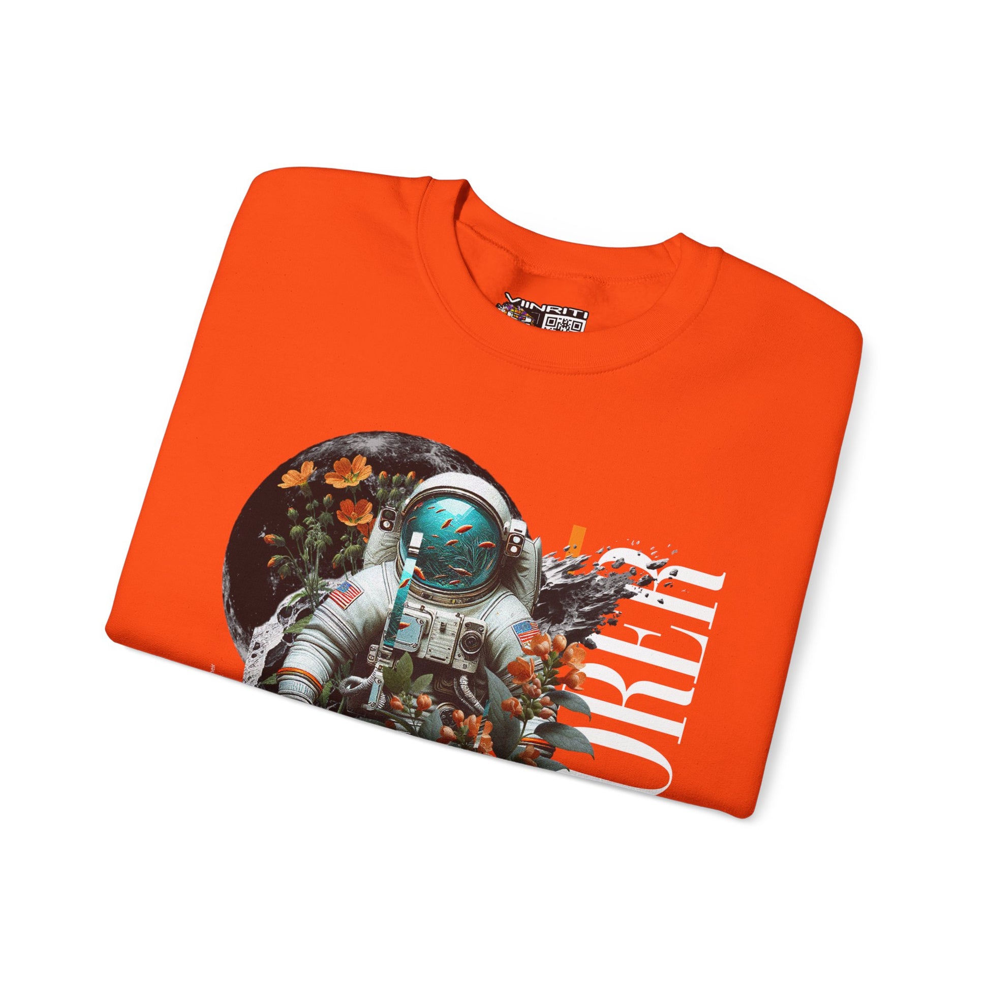 Astronaut Floral Crewneck Sweatshirt — Space Explorer Graphic Pullover