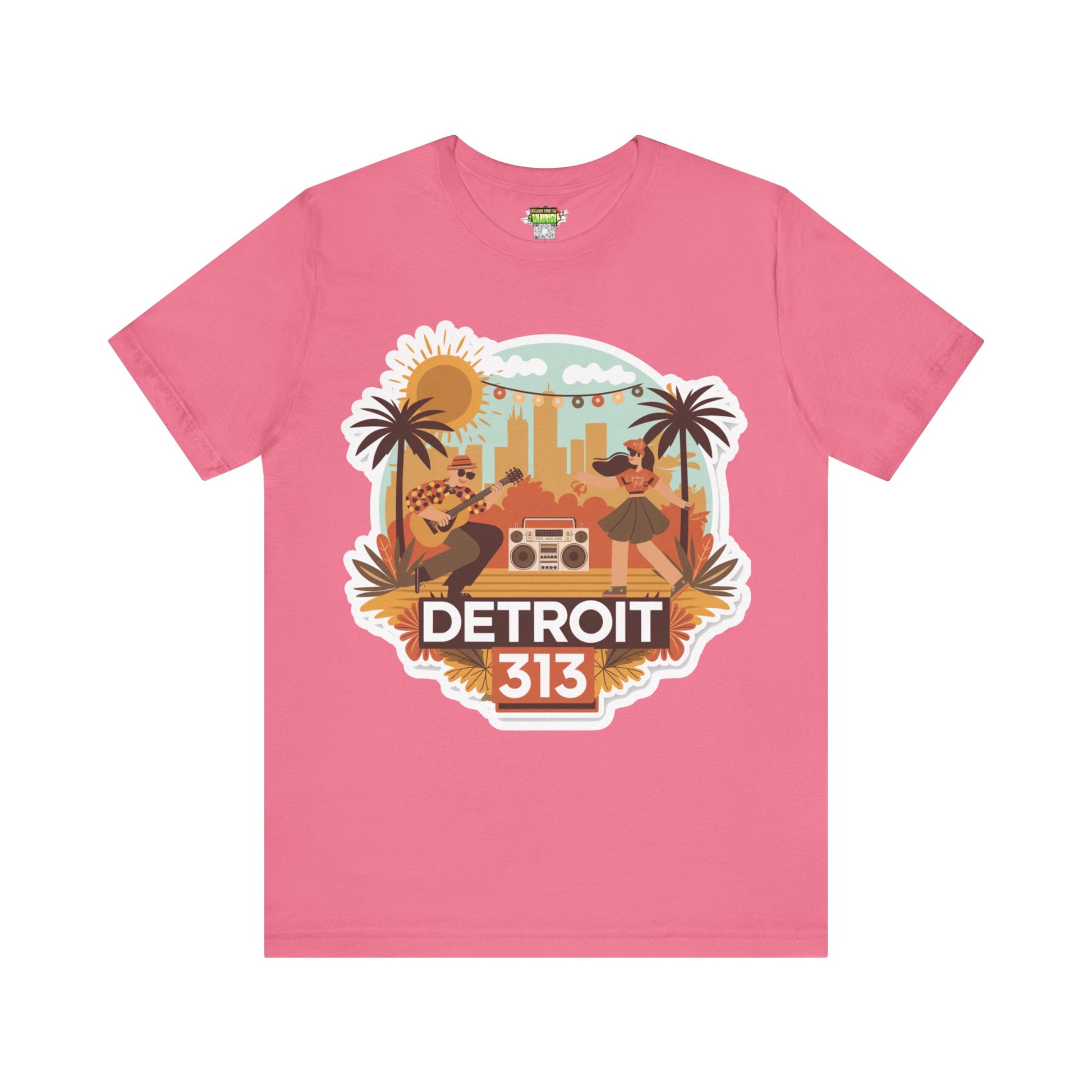 Detroit 313 Summer Retro Tee - Unisex Jersey Short Sleeve T-Shirt for City Lovers, Travel Enthusiasts, Casual Wear, Gifts, Summer Vibes
