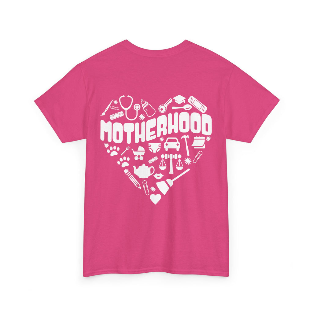Motherhood Heart Tee — Mom Life Graphic T-Shirt