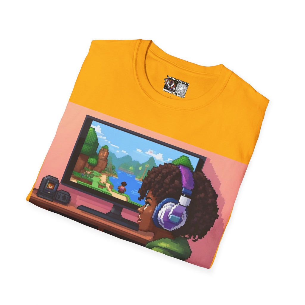 Girl Gamer T-Shirt — Retro Pixel Art ‘GIRL GAMER HERE!’ Tee for Female Gamers