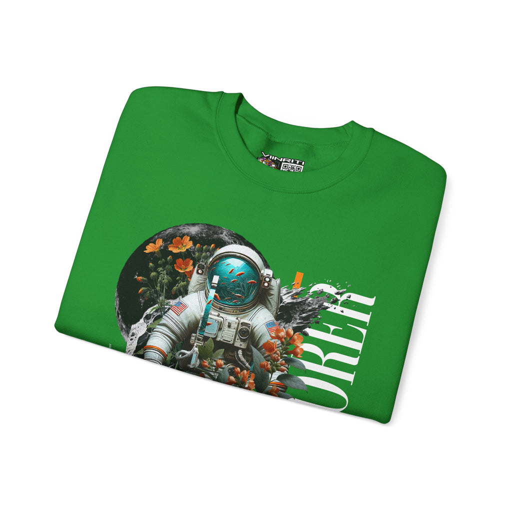 Astronaut Floral Crewneck Sweatshirt — Space Explorer Graphic Pullover