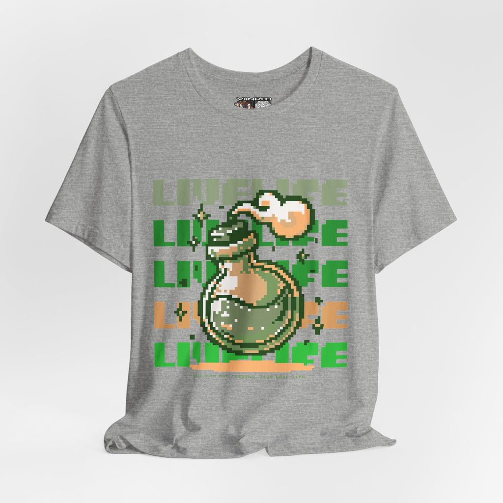 Live Life Pixel Frog Graphic Tee — Retro Gaming Nature T-Shirt