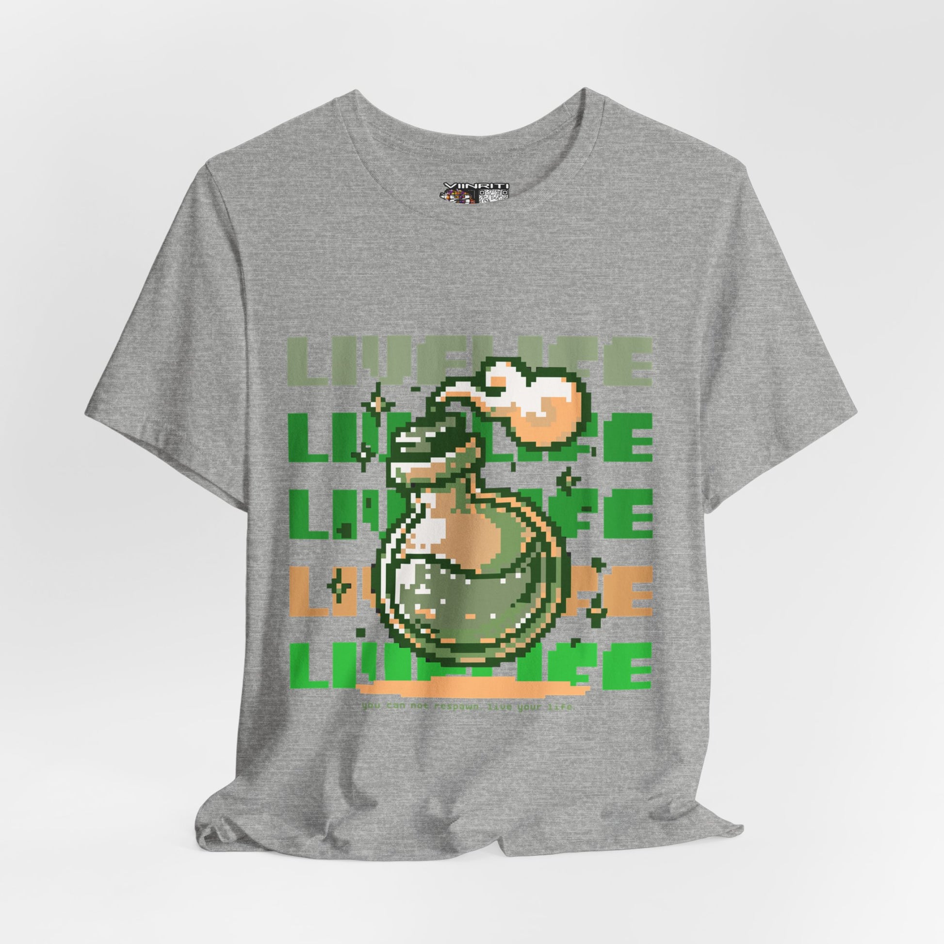 Live Life Pixel Frog Graphic Tee — Retro Gaming Nature T-Shirt