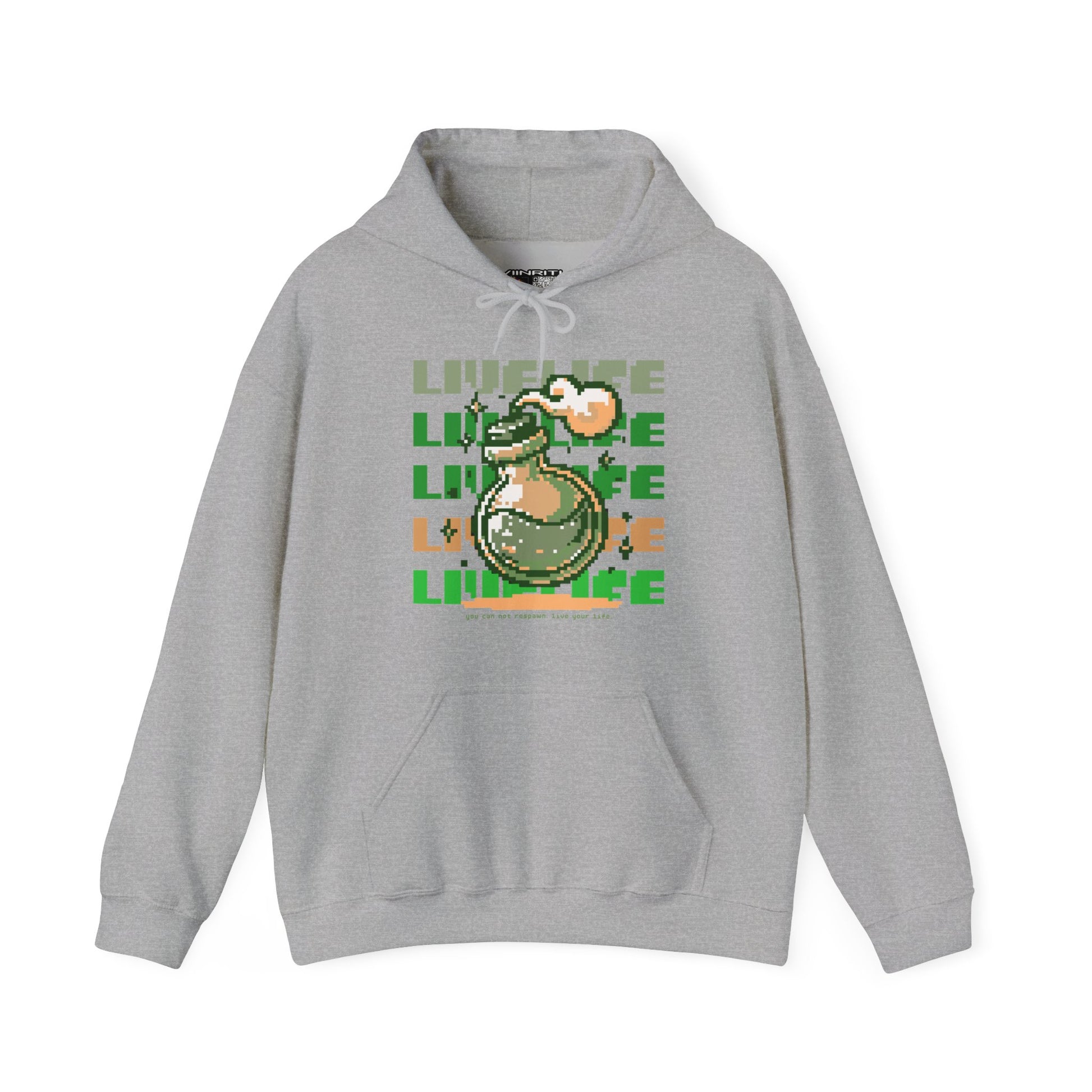 Live Life Dino Hoodie — Cute Retro Cartoon T-Rex Graphic Sweatshirt