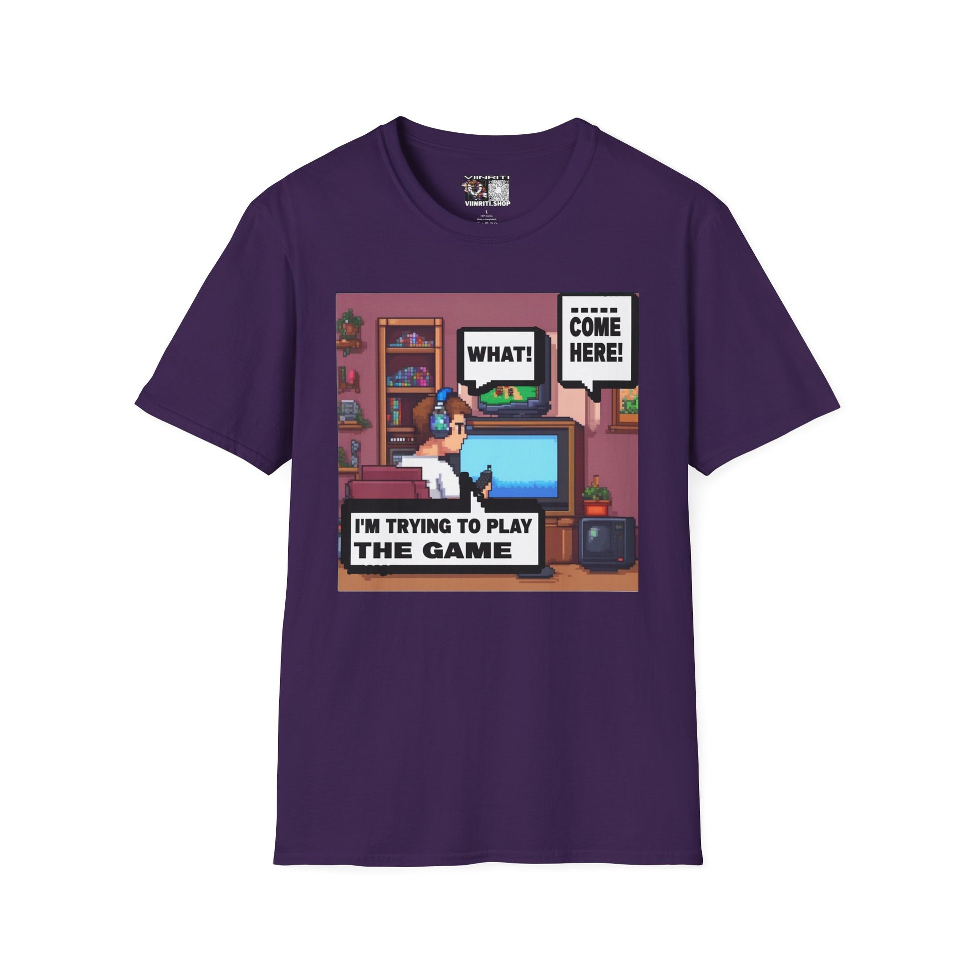 Gamer Room T-Shirt — "I'm Trying to Play the Game" Retro Pixel Art Tee