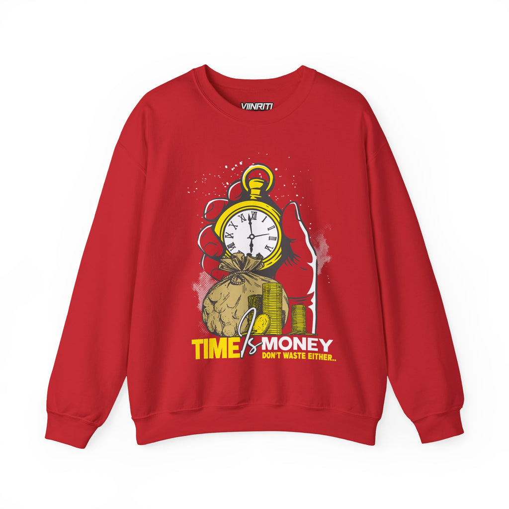 Time Is Money Crewneck Sweatshirt — Vintage Pocket Watch Graphic