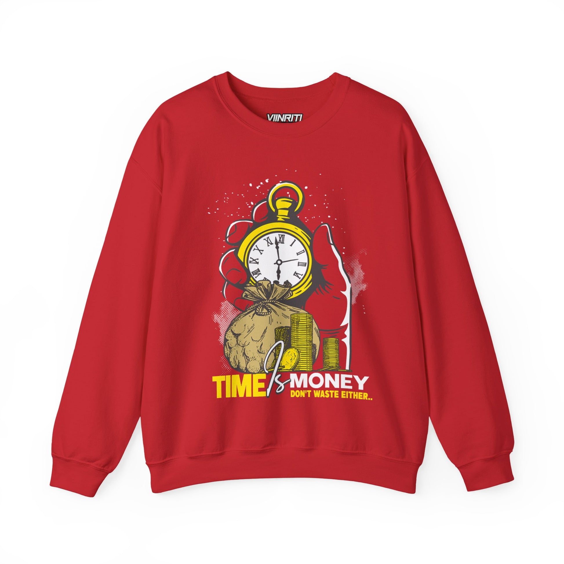 Time Is Money Crewneck Sweatshirt — Vintage Pocket Watch Graphic