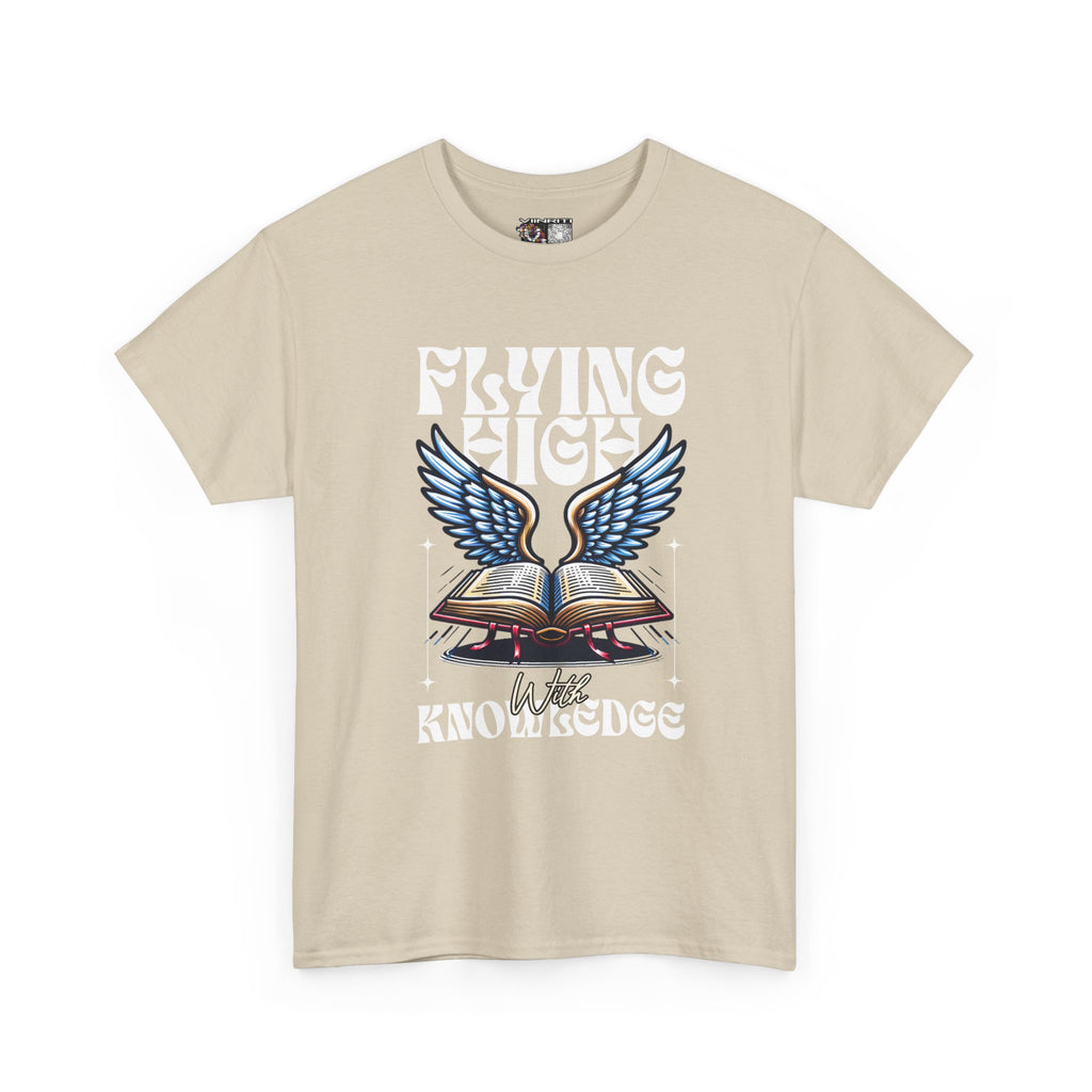 ""Flying High Knowledge T-Shirt — Vintage Winged Book Graphic Tee