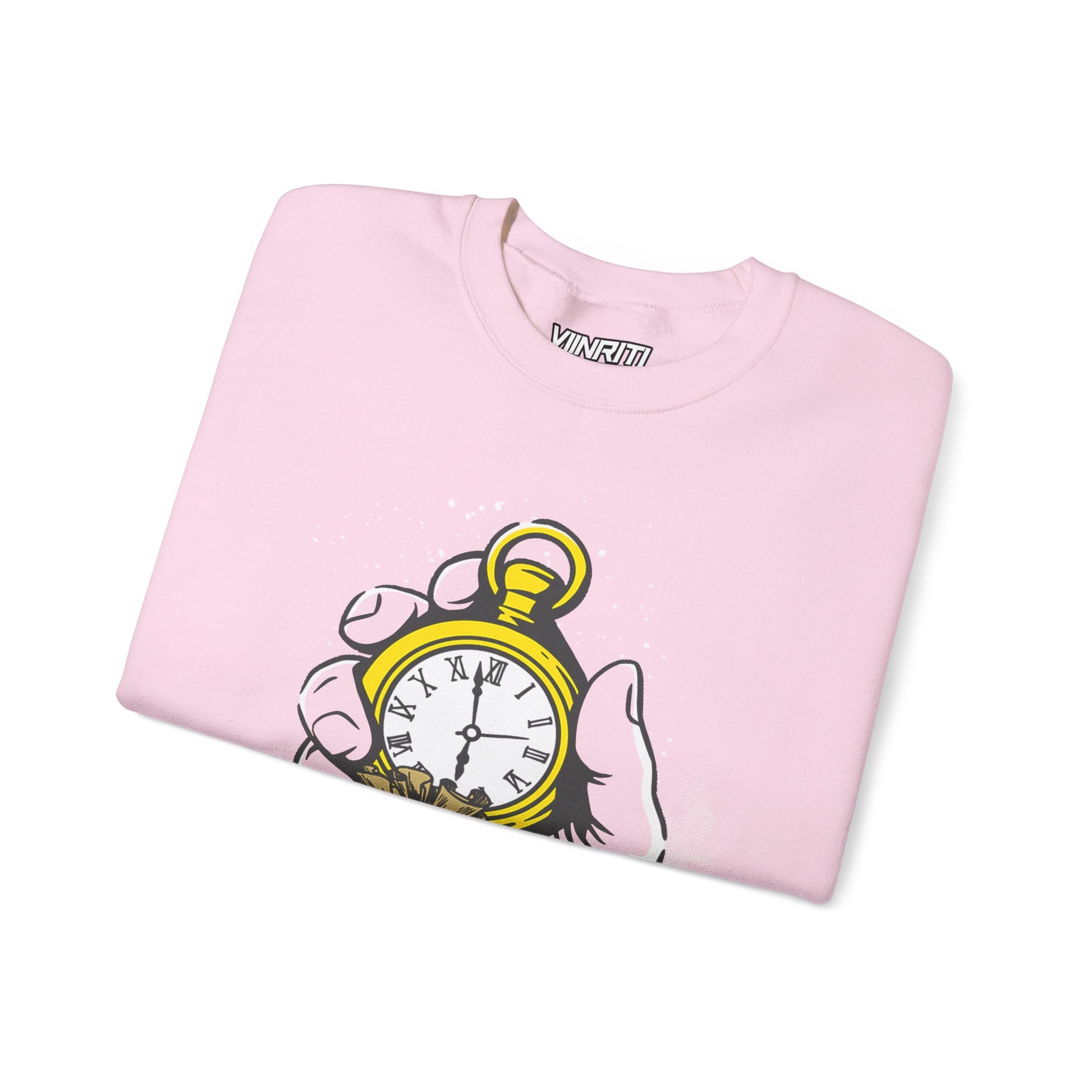 Time Is Money Crewneck Sweatshirt — Vintage Pocket Watch Graphic