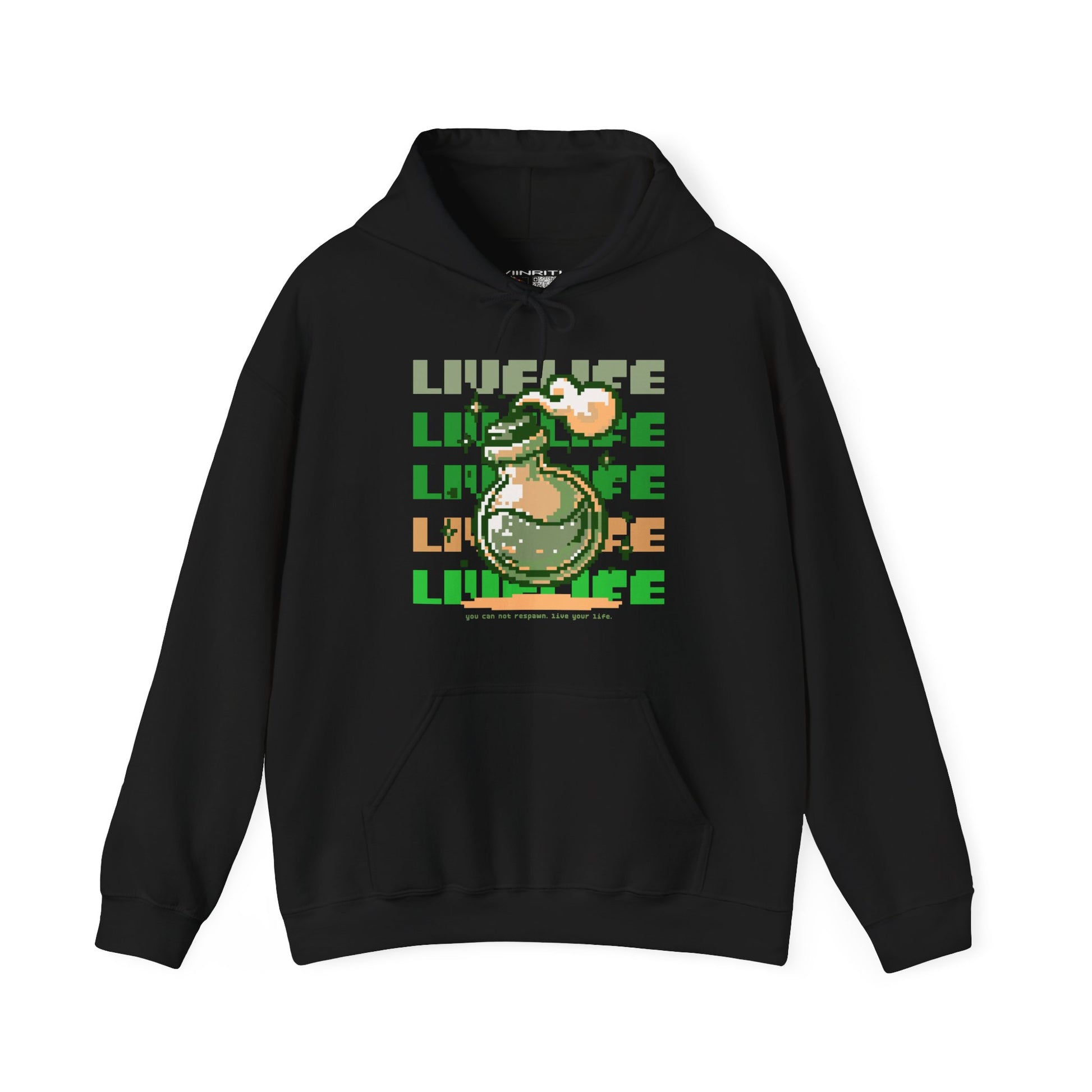 Live Life Dino Hoodie — Cute Retro Cartoon T-Rex Graphic Sweatshirt