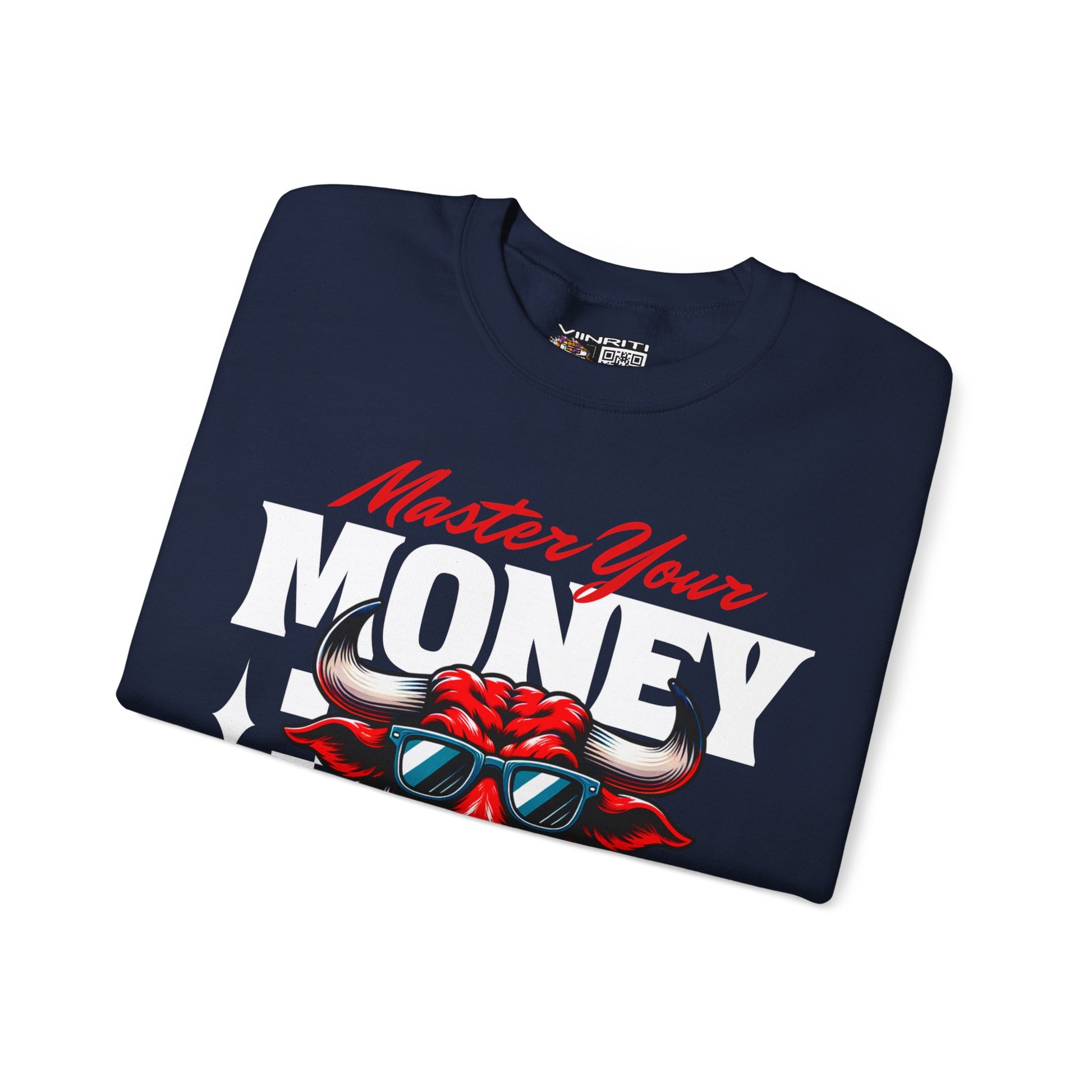 Crewneck Sweatshirt — "Master Your Money" Bull Design, Finance Hustle Graphic