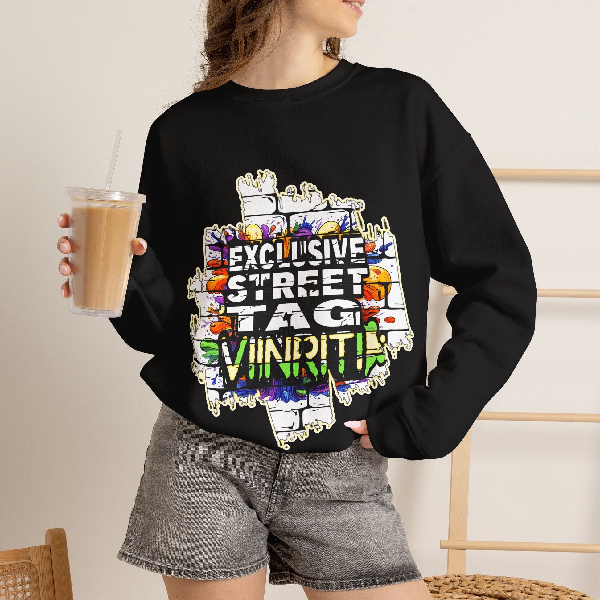 VIINRITI EXCLUSIVE Graffiti 'Exclusive Street Tag' Crewneck Sweatshirt