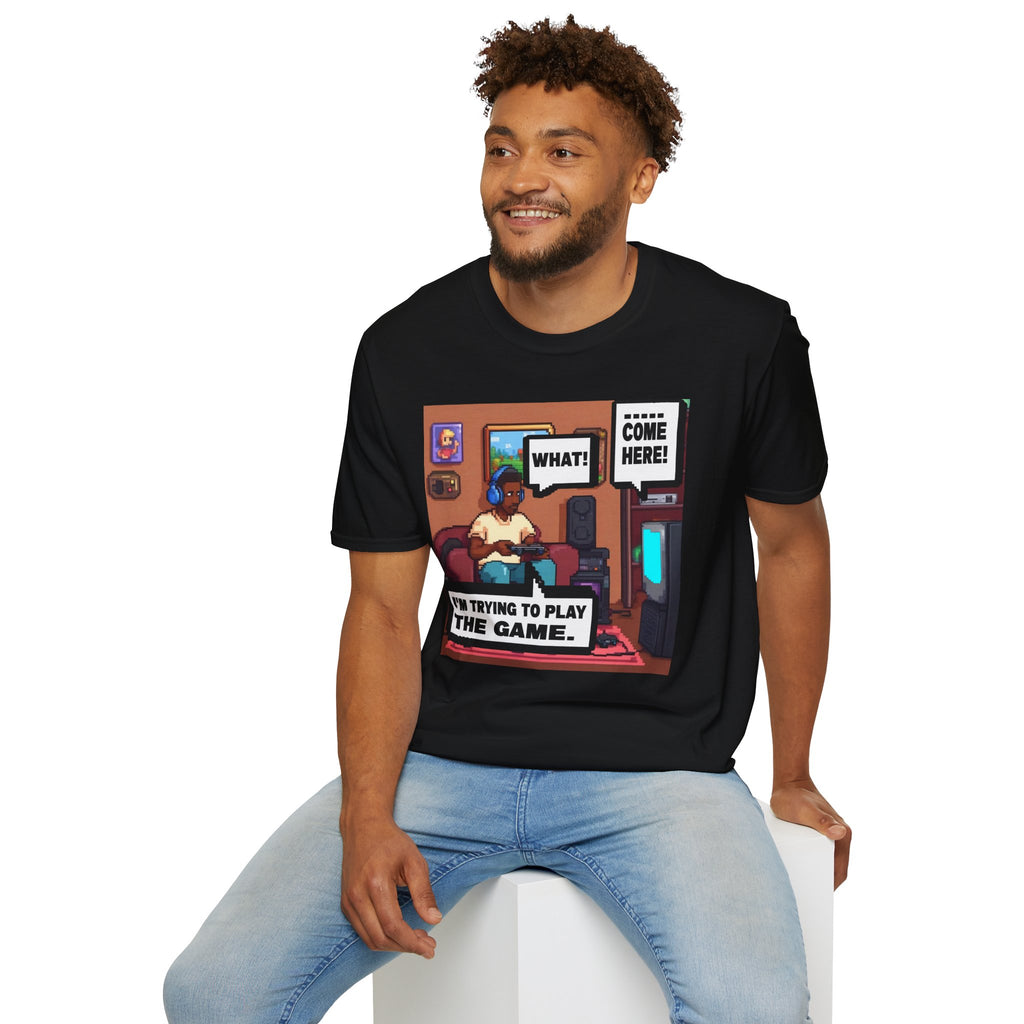 Gamer Comic Tee — "I'm Trying to Play the Game" Graphic T-Shirt