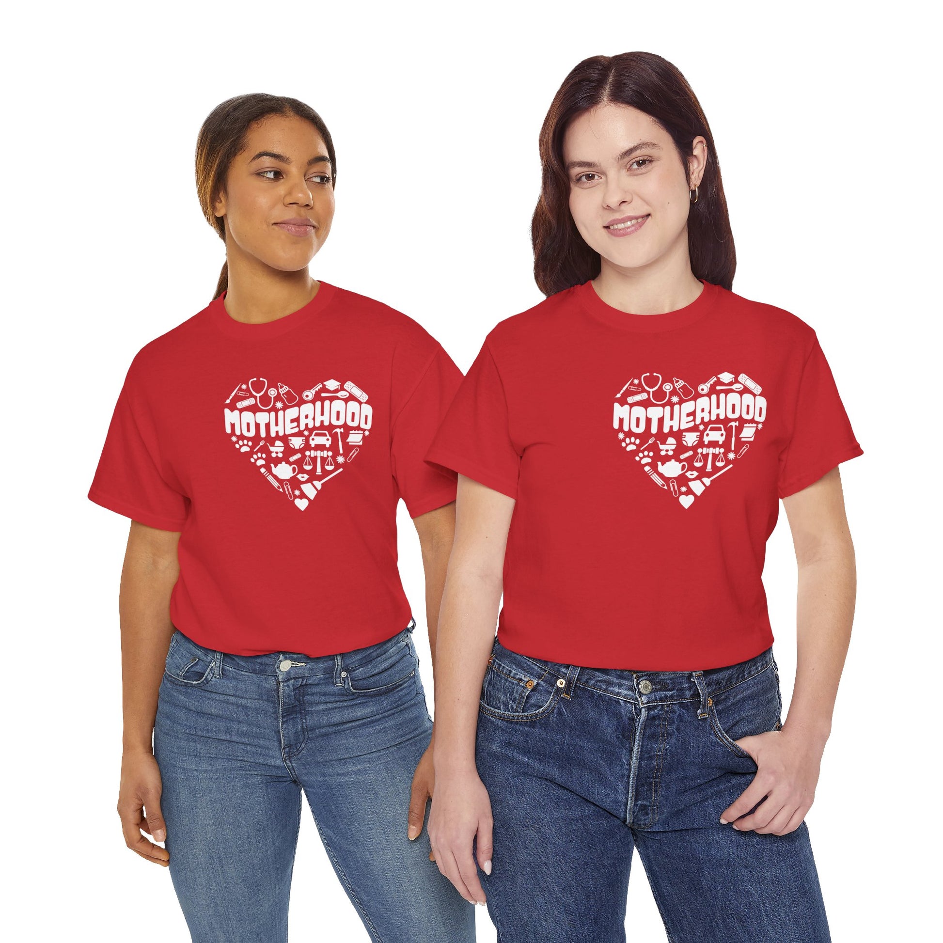Motherhood Heart Tee — Mom Life Graphic T-Shirt