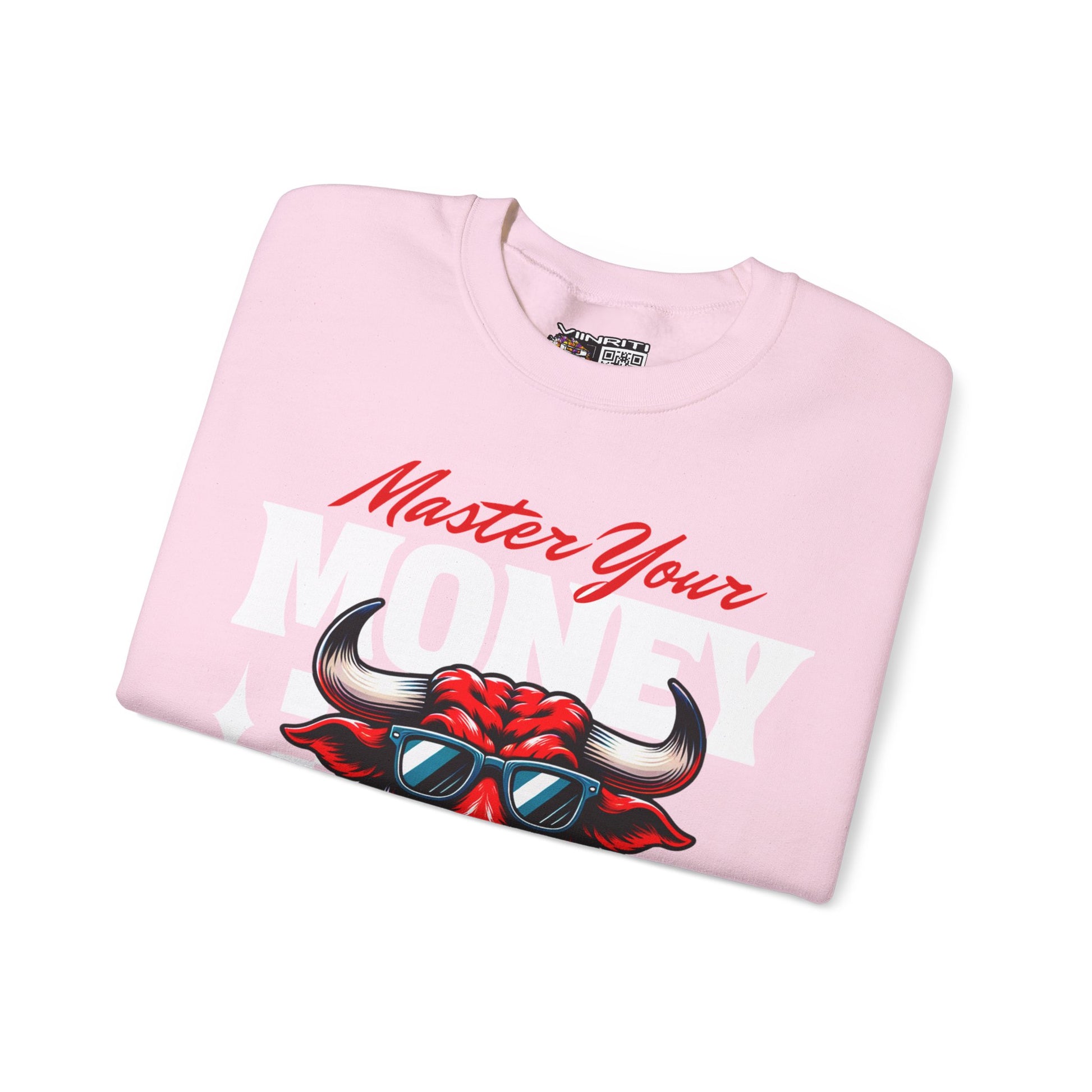 Crewneck Sweatshirt — "Master Your Money" Bull Design, Finance Hustle Graphic