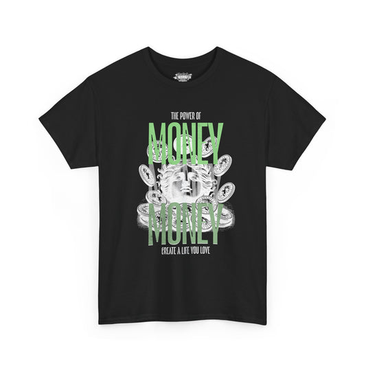 "Money Money Unisex Heavy Cotton Tee with Money Design | Streetwear, Gift for Him, Graphic Tee, Casual Wear, Unique T-Shirt