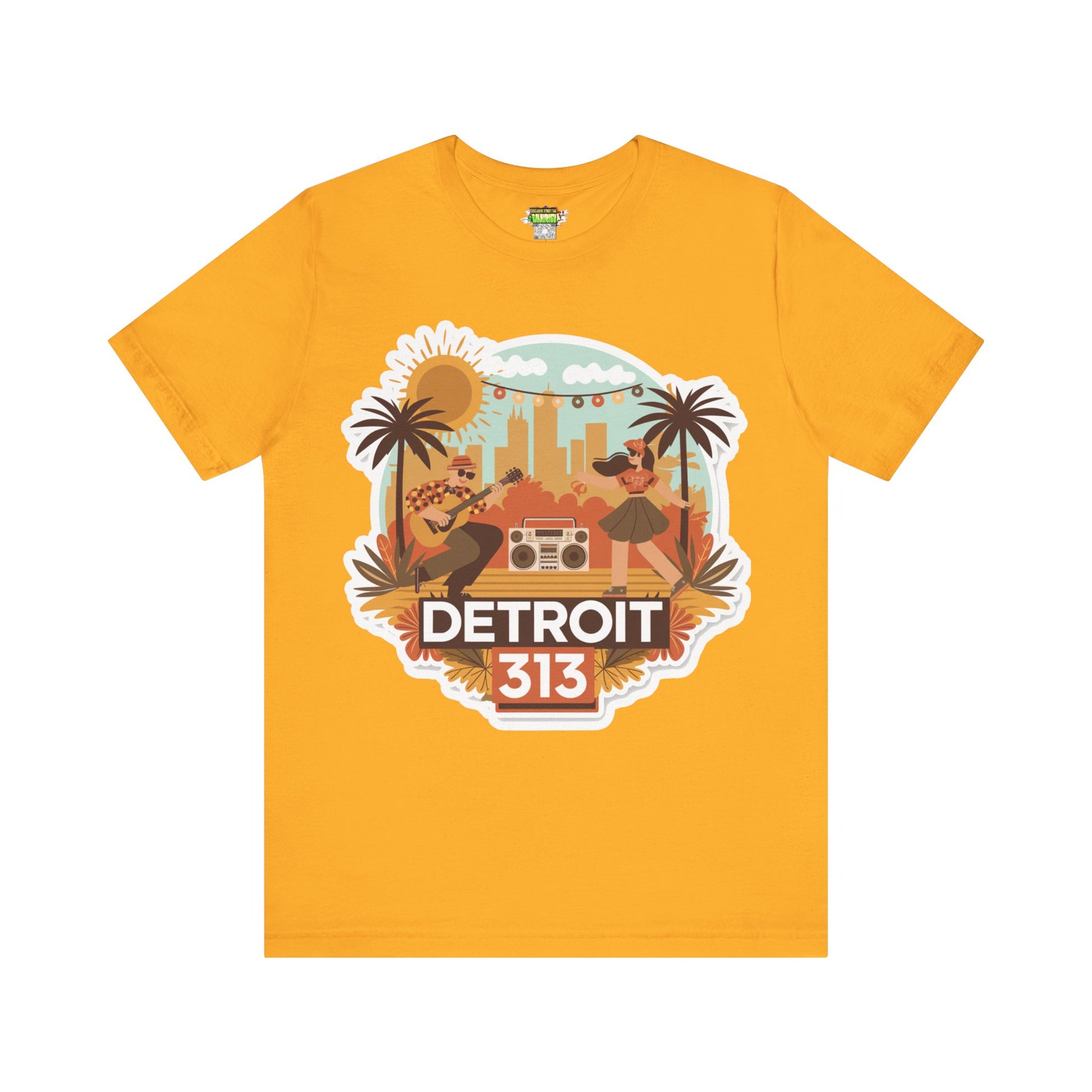 Detroit 313 Summer Retro Tee - Unisex Jersey Short Sleeve T-Shirt for City Lovers, Travel Enthusiasts, Casual Wear, Gifts, Summer Vibes