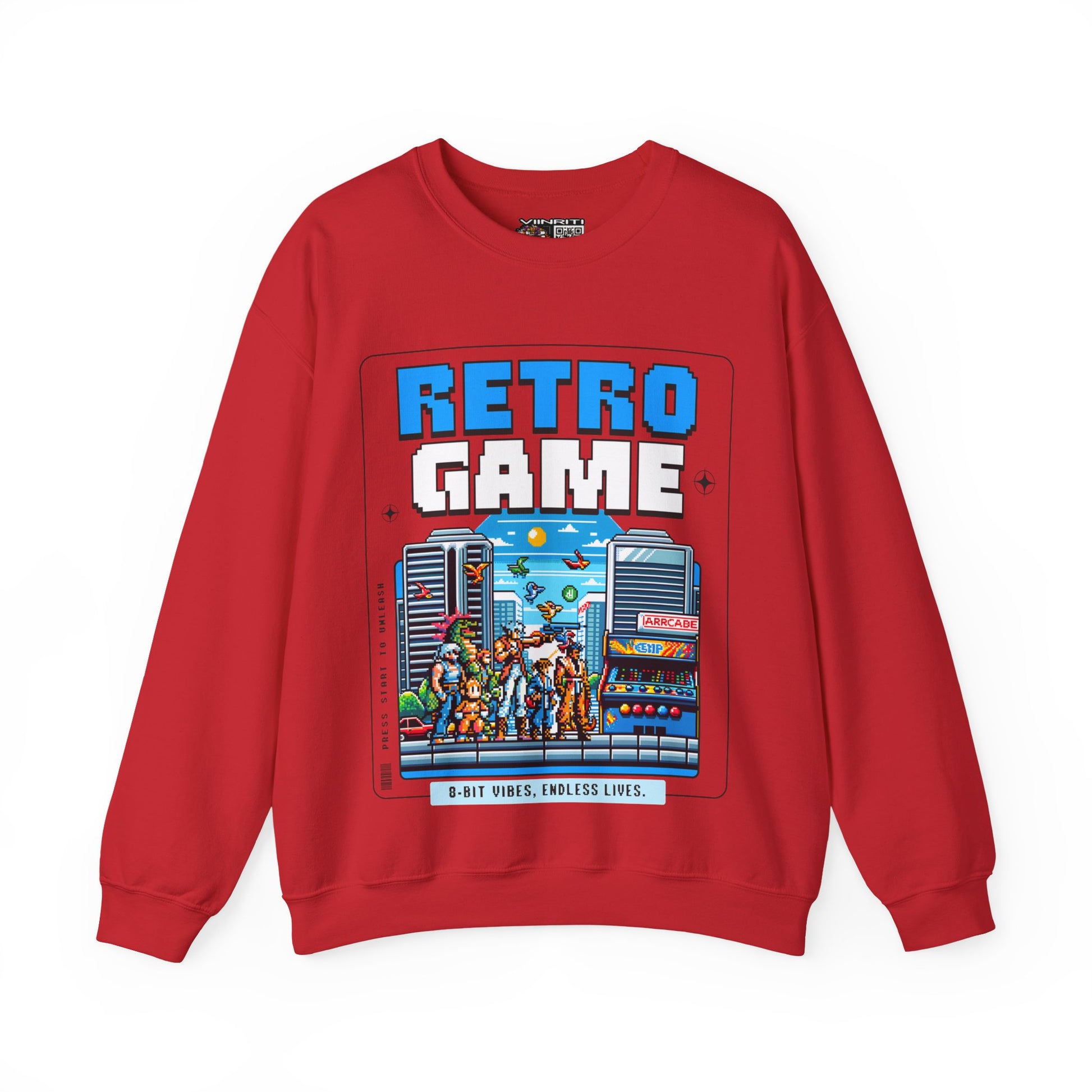 Retro Game Sweatshirt — Vintage 8-Bit Arcade Graphic Crewneck