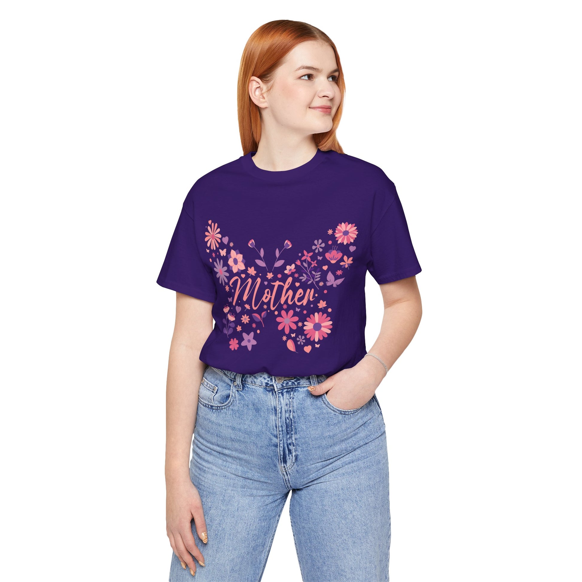 Butterfly Mother T-Shirt,Tee for Mom, Floral Gift, Birthday Present, Mother's Day Apparel, Cute Butterfly Design