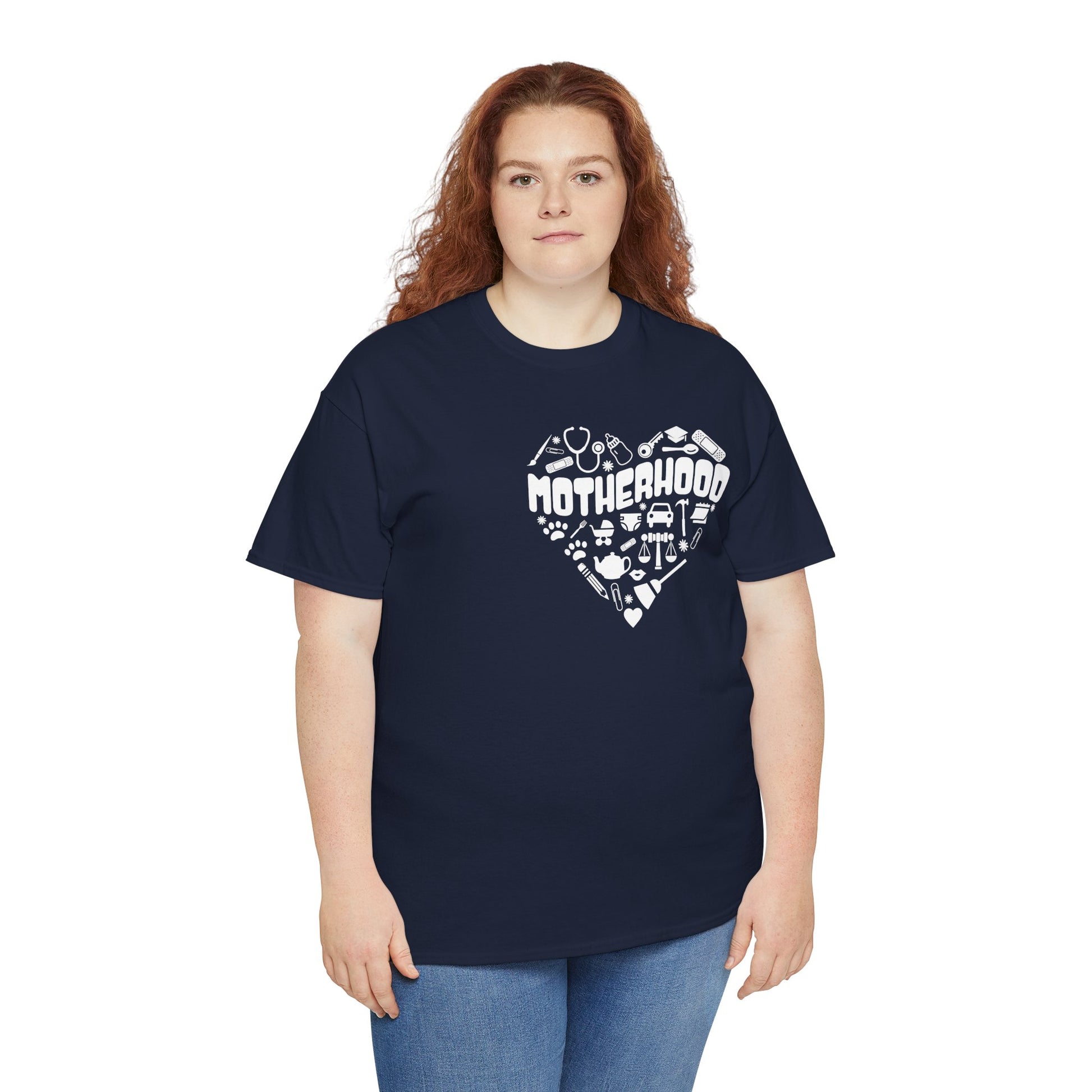 Motherhood Heart Tee — Mom Life Graphic T-Shirt