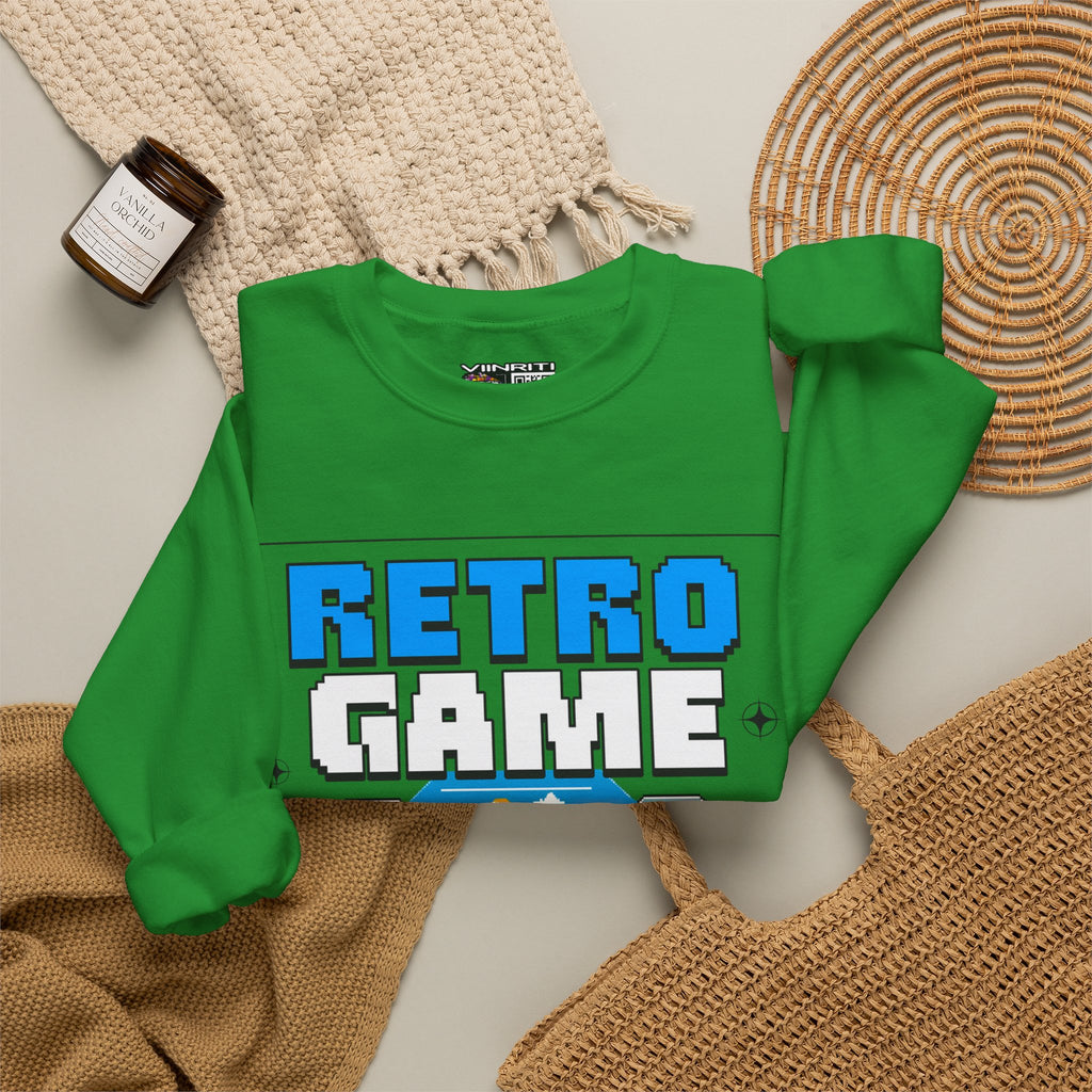 Retro Game Sweatshirt — Vintage 8-Bit Arcade Graphic Crewneck