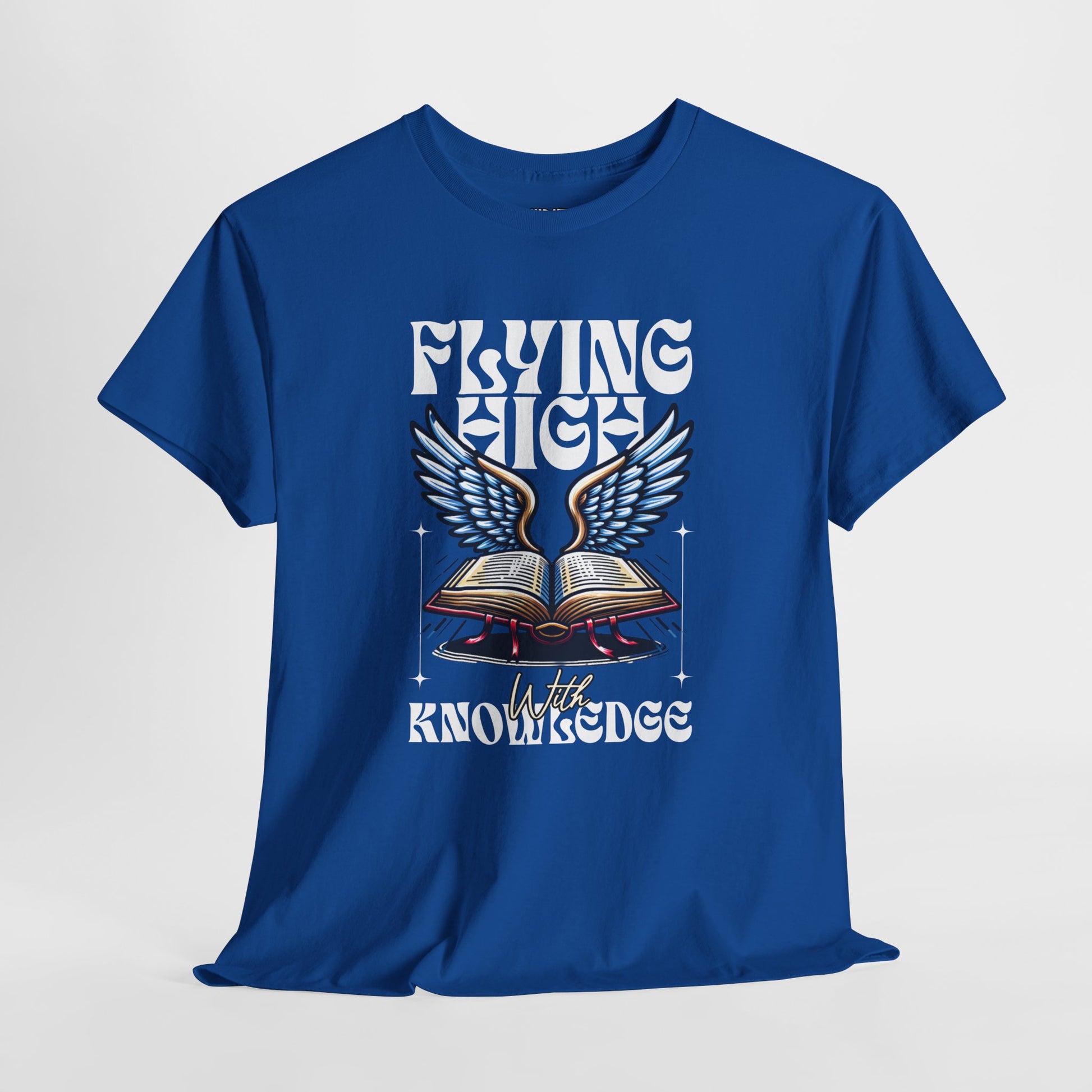""Flying High Knowledge T-Shirt — Vintage Winged Book Graphic Tee