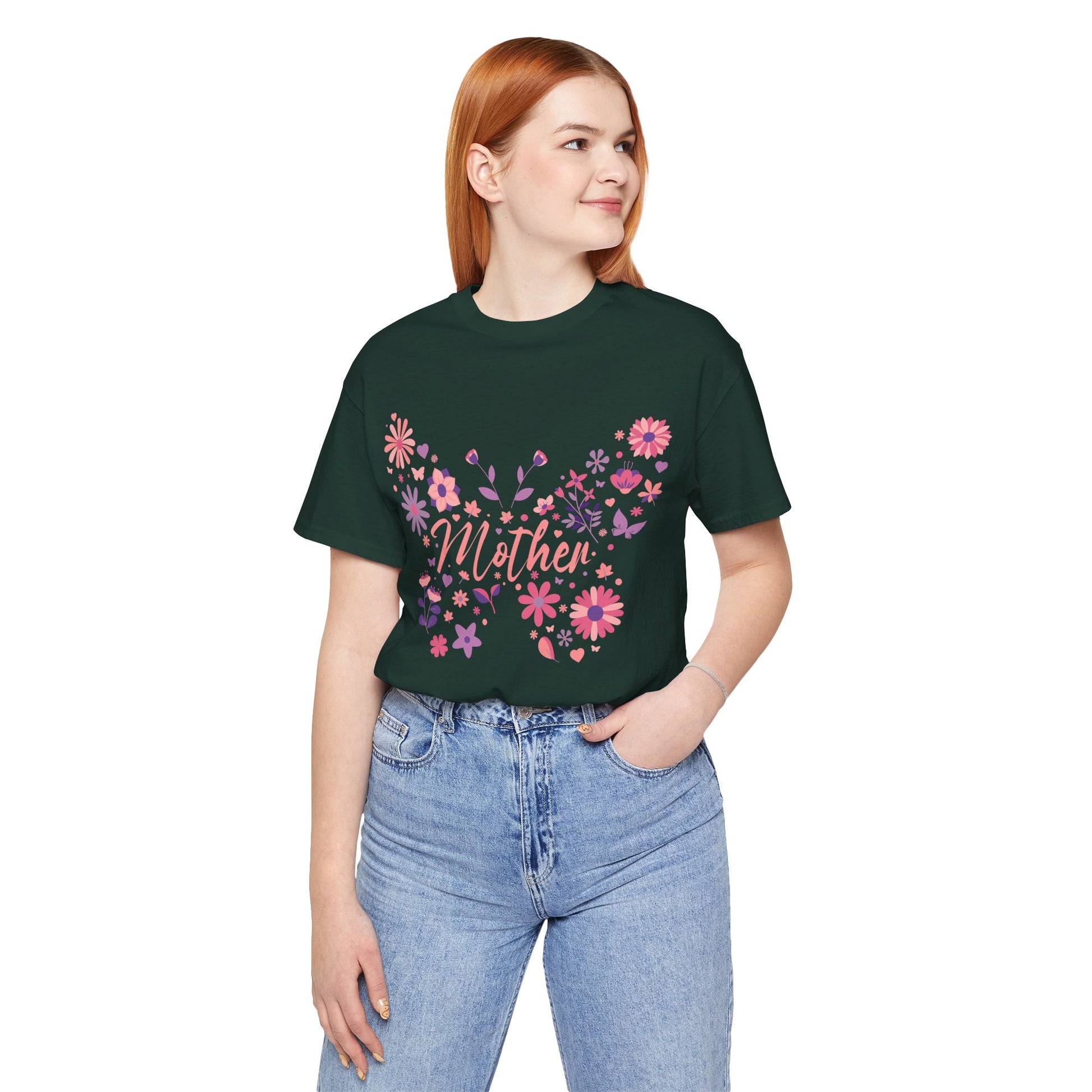 Butterfly Mother T-Shirt,Tee for Mom, Floral Gift, Birthday Present, Mother's Day Apparel, Cute Butterfly Design