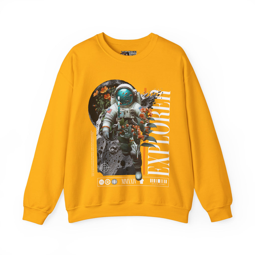 Astronaut Floral Crewneck Sweatshirt — Space Explorer Graphic Pullover