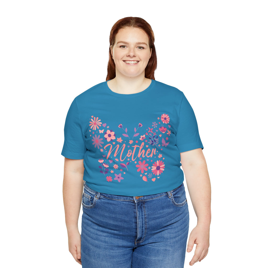 Butterfly Mother T-Shirt,Tee for Mom, Floral Gift, Birthday Present, Mother's Day Apparel, Cute Butterfly Design