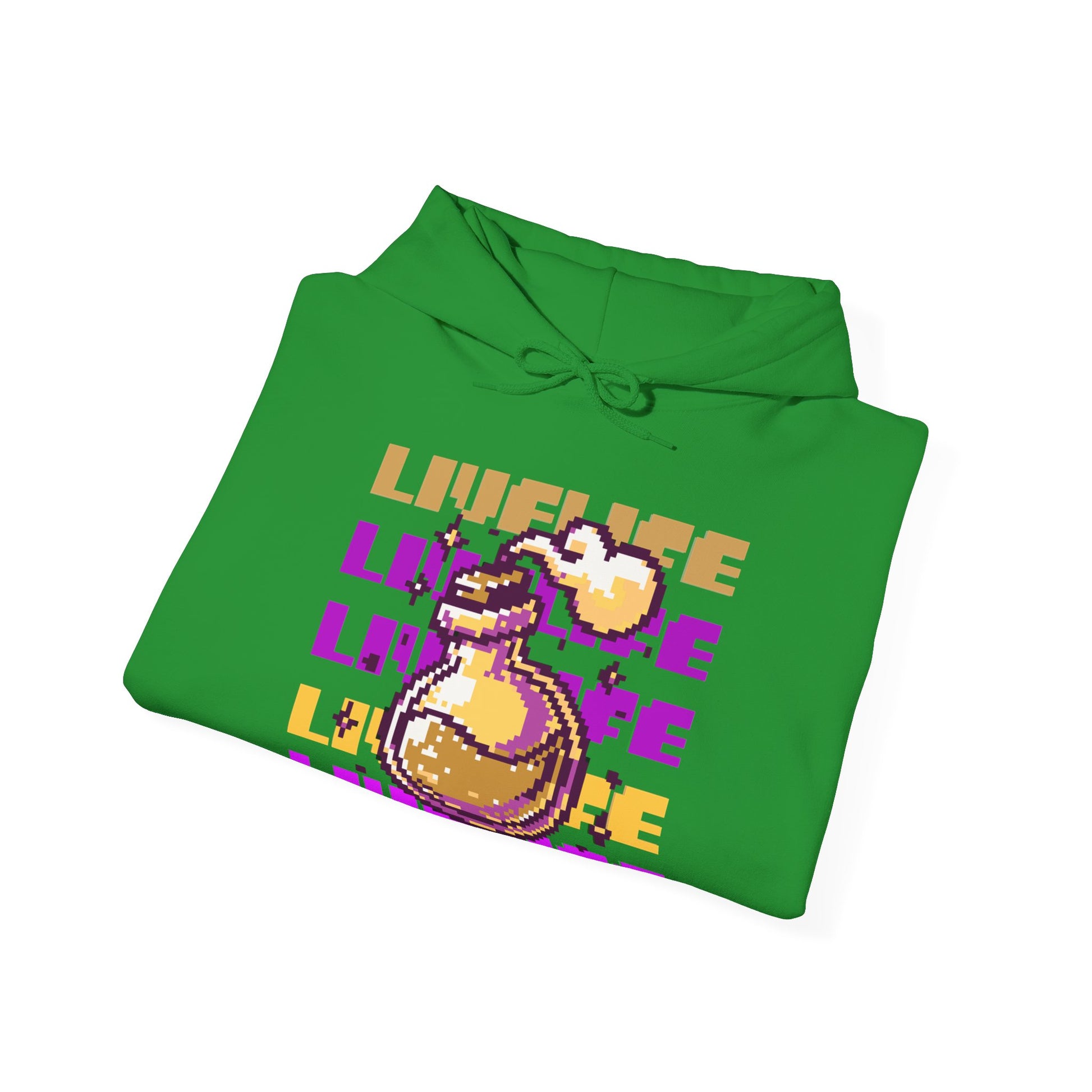 Live Life Dino Hoodie — Cute Retro Cartoon T-Rex Graphic Sweatshirt