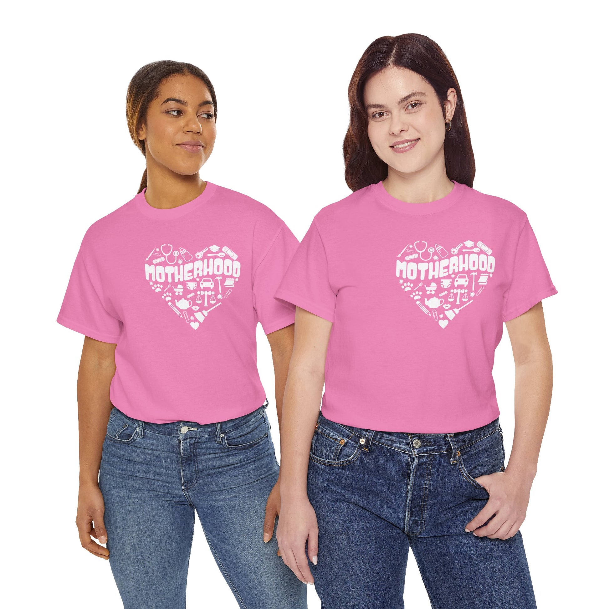 Motherhood Heart Tee — Mom Life Graphic T-Shirt