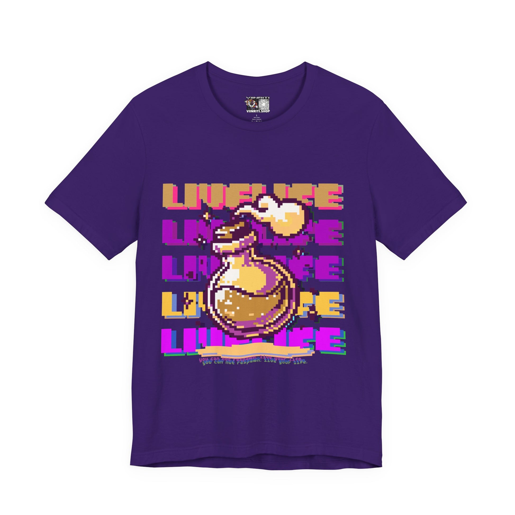 Live Life Pixel Frog Graphic Tee — Retro Gaming Nature T-Shirt