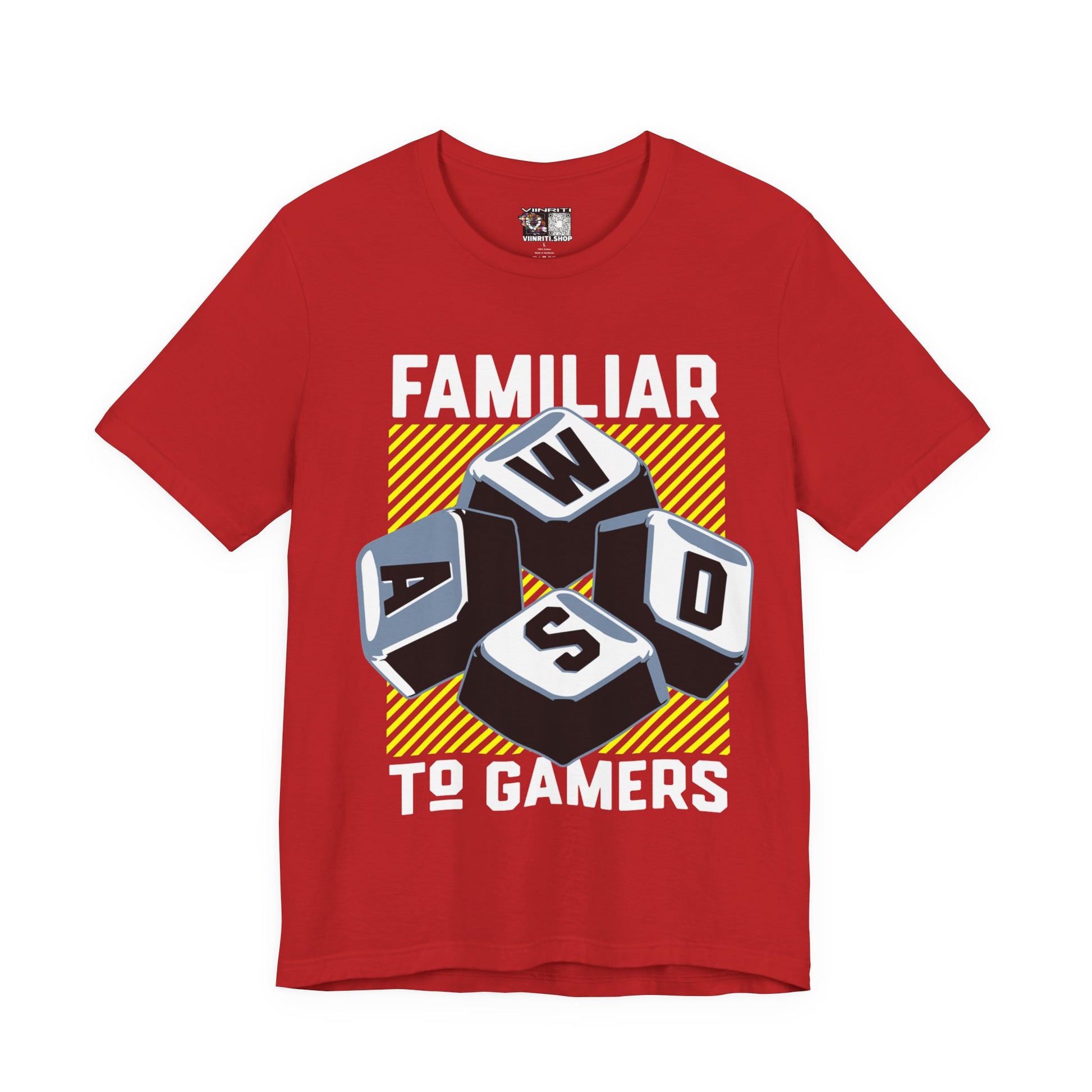 ""Gamer WASD Keys T‑Shirt — "Familiar to Gamers" Retro Keycap Tee