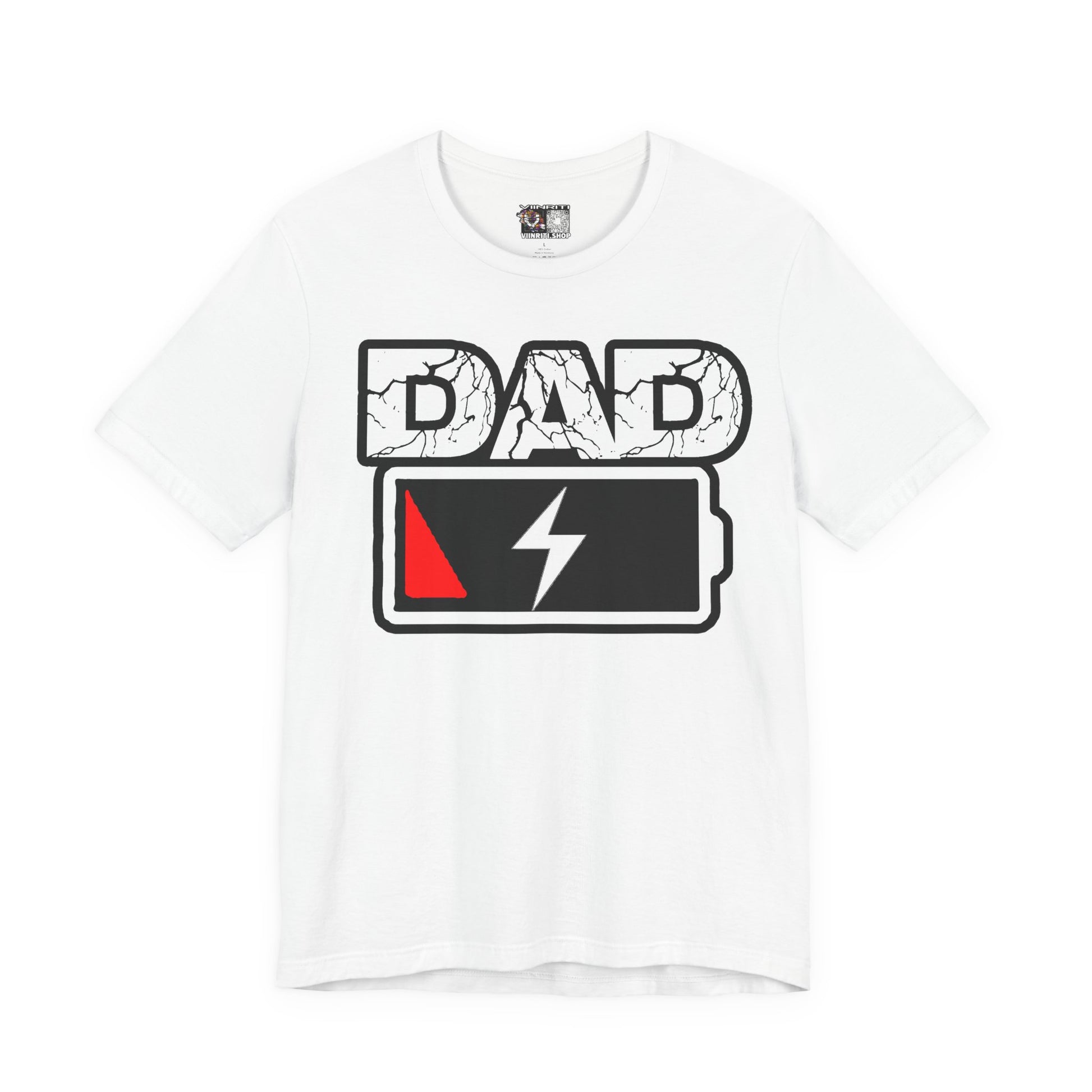 Dad Low Battery T‑Shirt — Funny Father’s Day Exhausted Dad Tee