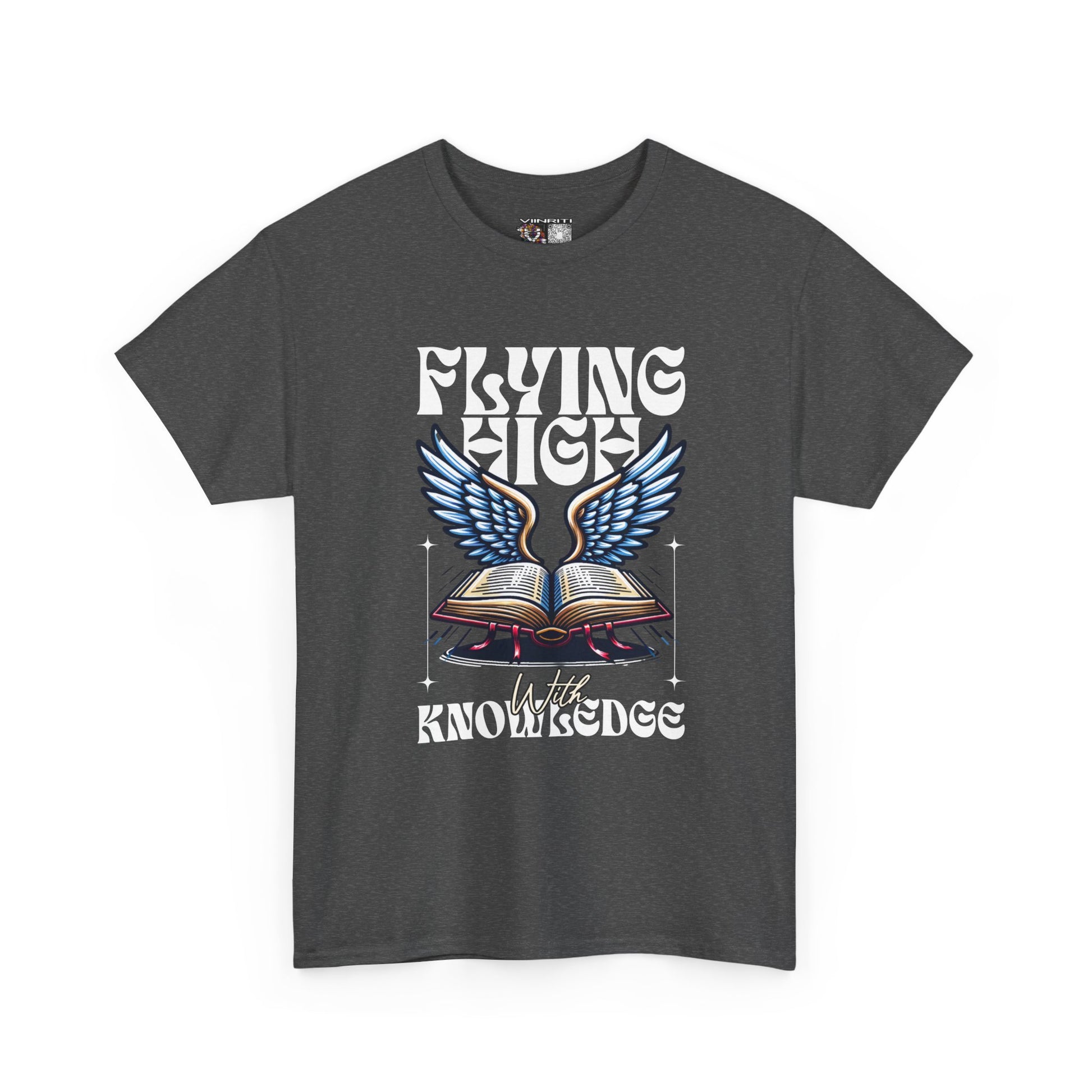 ""Flying High Knowledge T-Shirt — Vintage Winged Book Graphic Tee